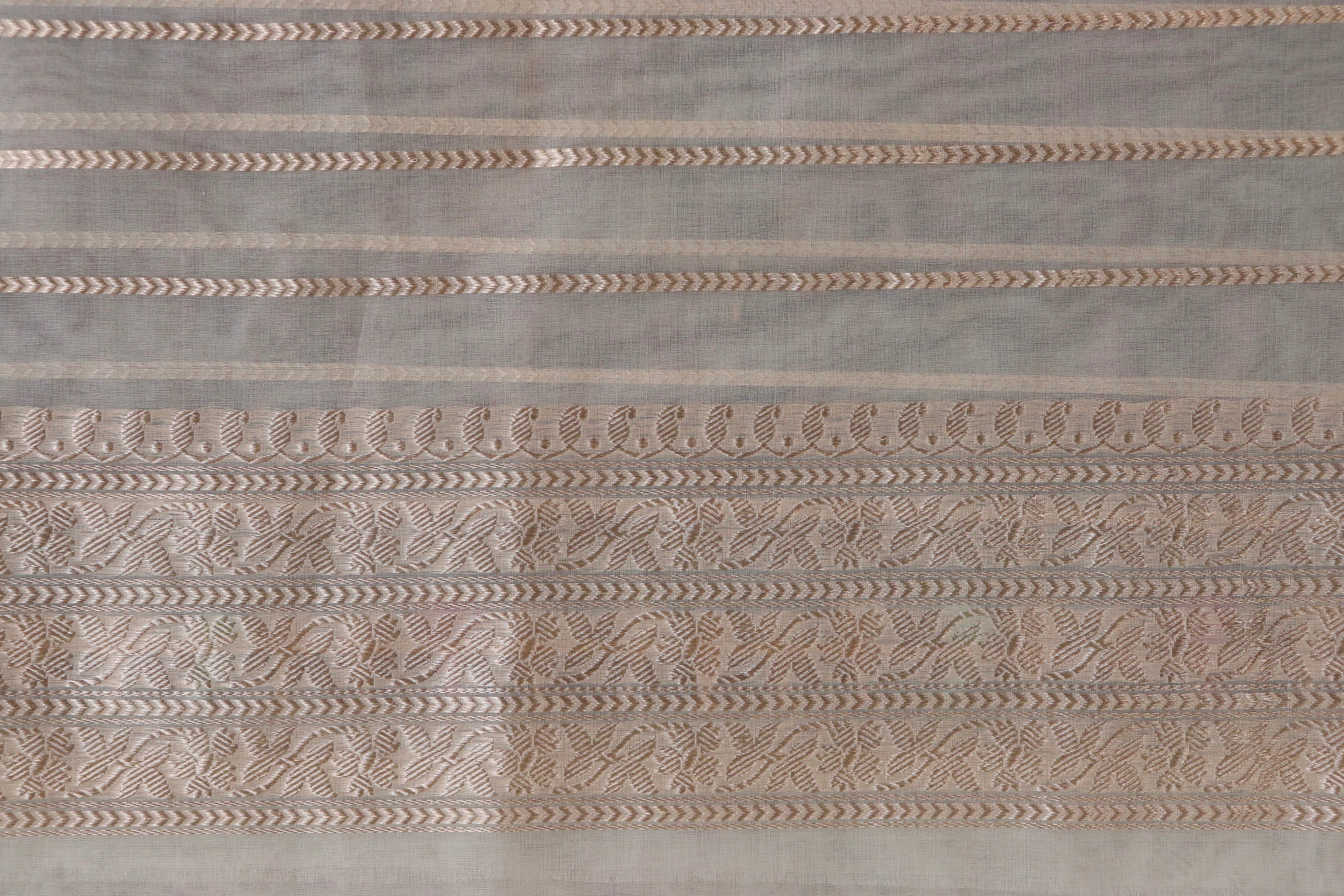 Ivory Kadhua Kora Jangla Handwoven Saree