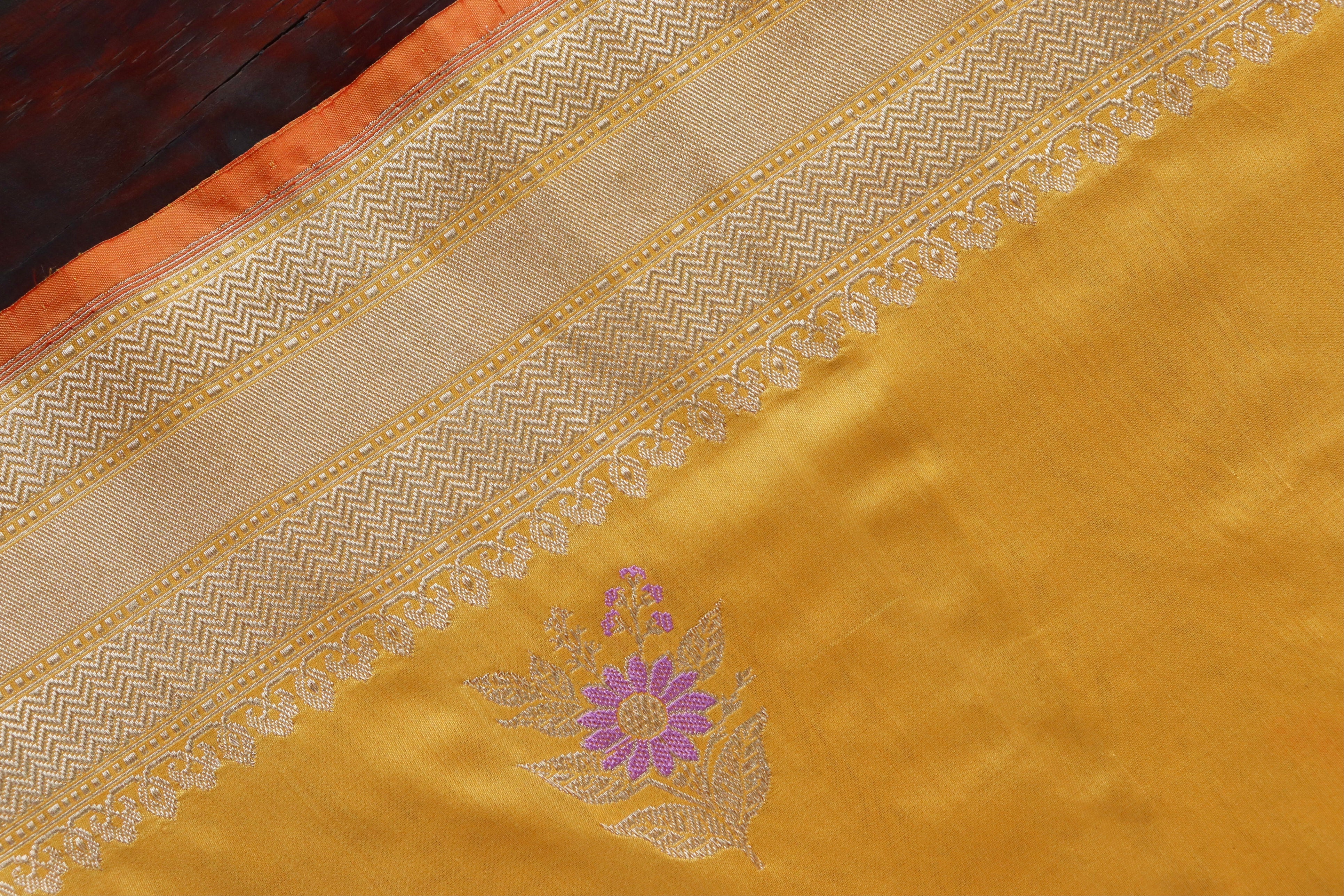 Yellow Meenadar Pure Silk Handloom Banarasi Saree