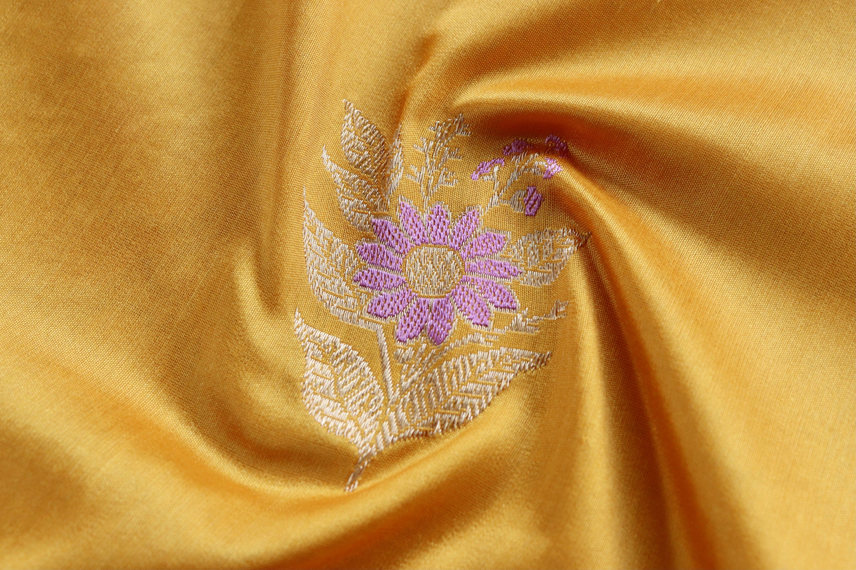 Yellow Meenadar Pure Silk Handloom Banarasi Saree