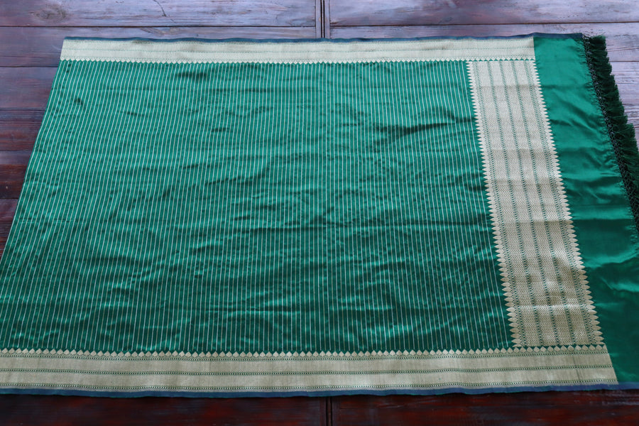 Bottle Green Pure Silk Banarasi Dupatta | Stuti Weaves