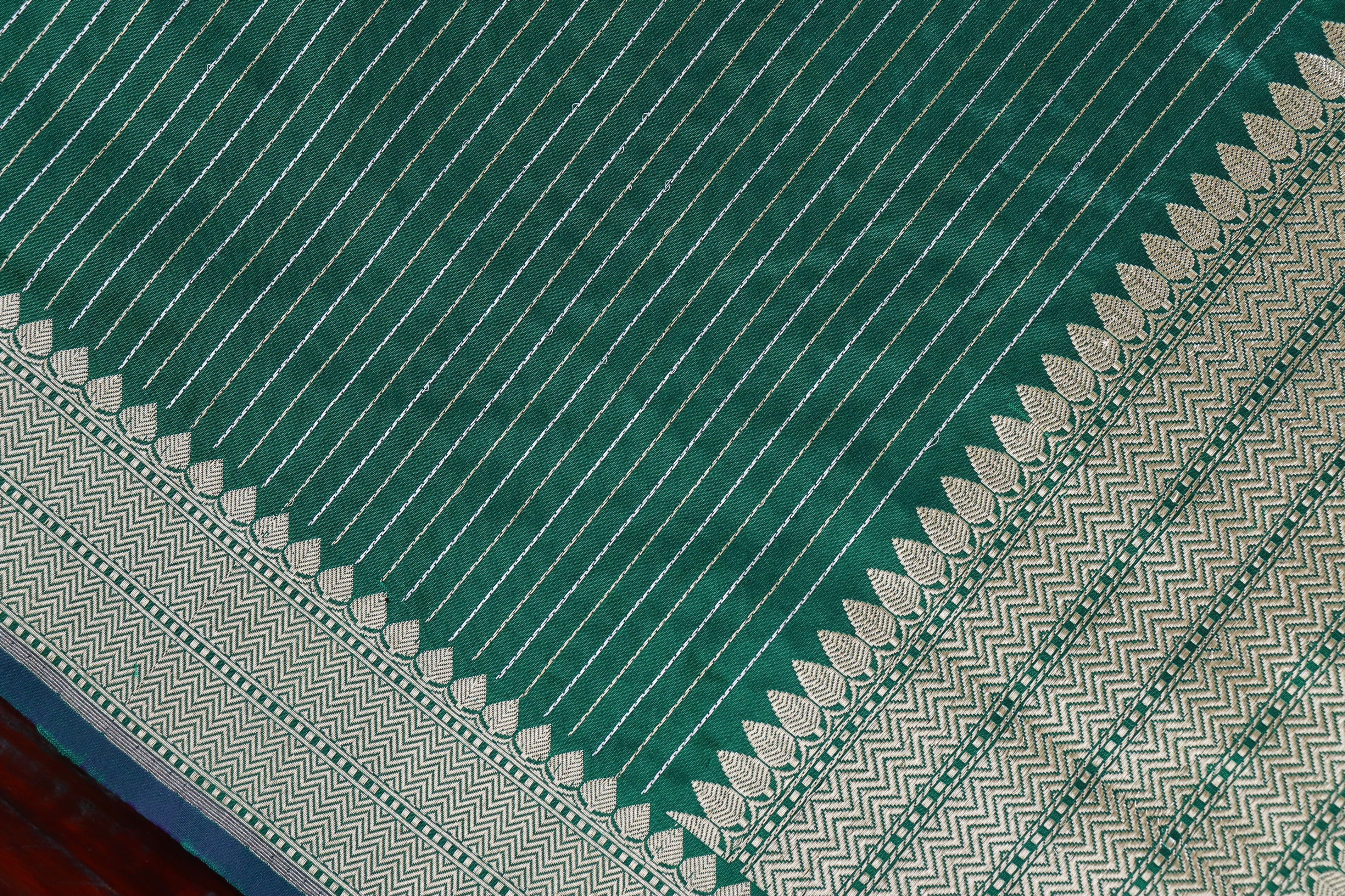 Bottle Green Pure Silk Banarasi Dupatta | Stuti Weaves