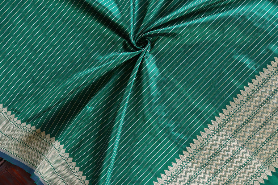 Bottle Green Pure Silk Banarasi Dupatta | Stuti Weaves