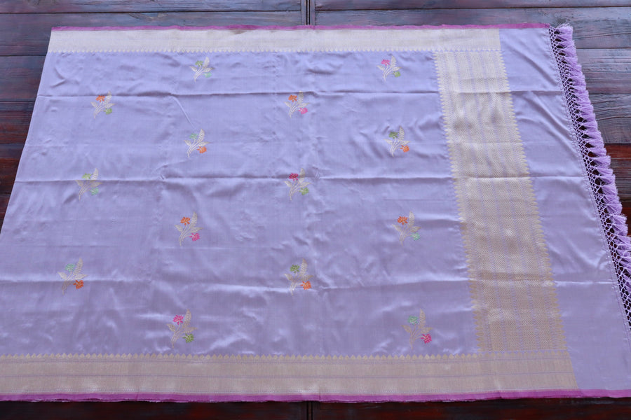 Lilac Leaf Motif Pure Silk Handloom Banarasi Dupatta