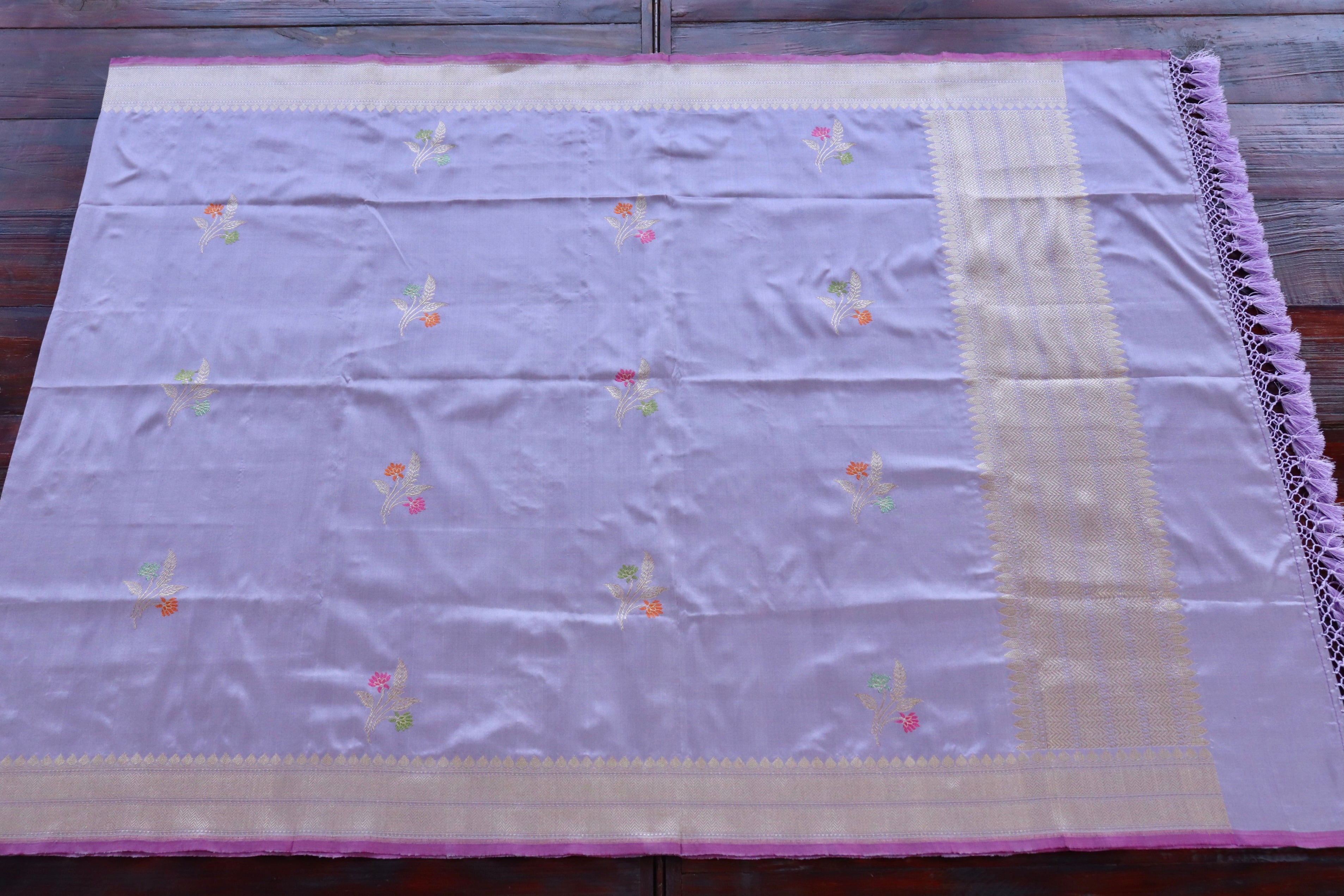 Lilac Leaf Motif Pure Silk Handloom Banarasi Dupatta