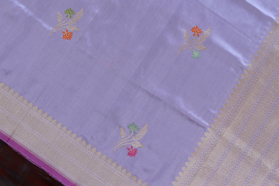 Lilac Leaf Motif Pure Silk Handloom Banarasi Dupatta