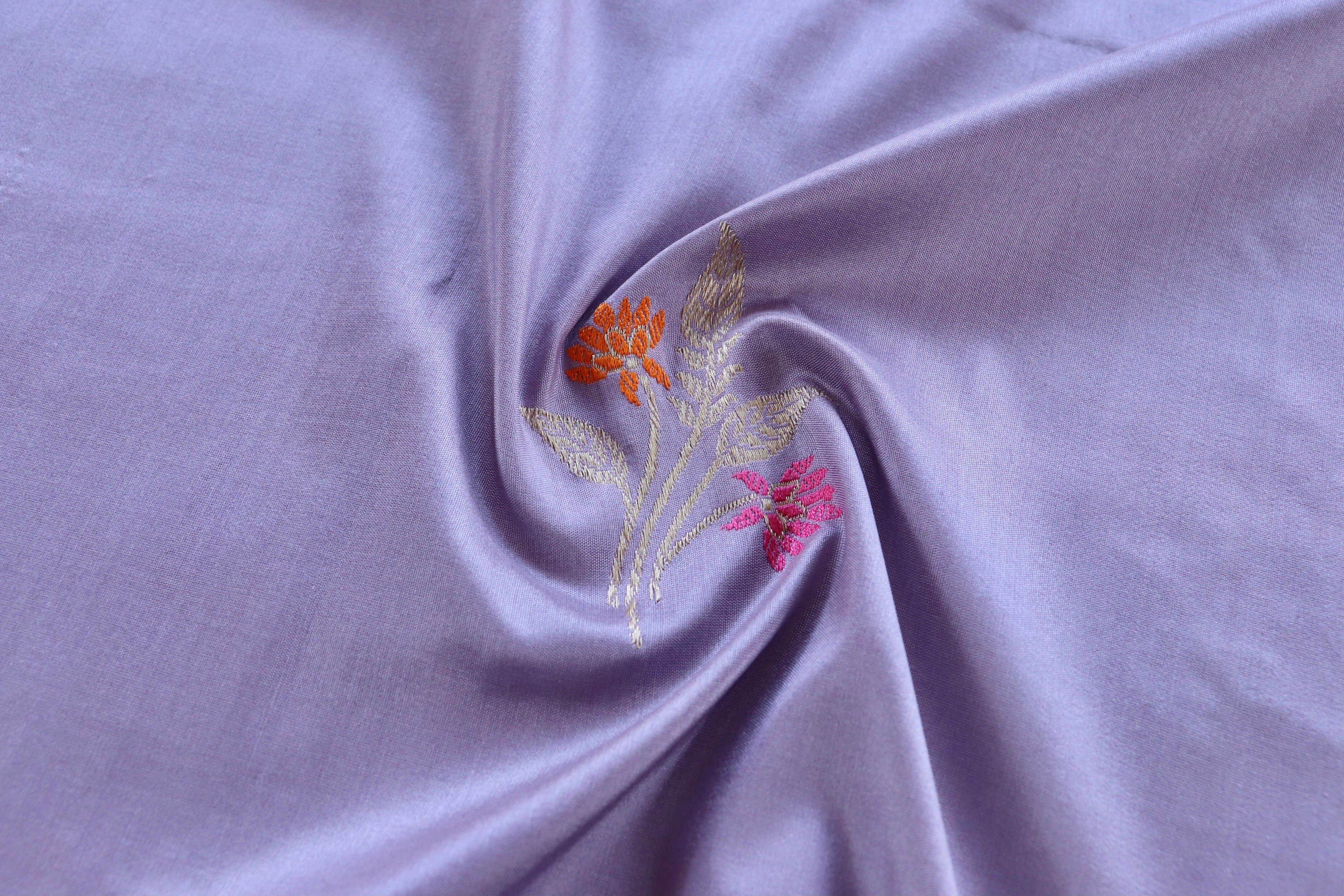 Lilac Leaf Motif Pure Silk Handloom Banarasi Dupatta