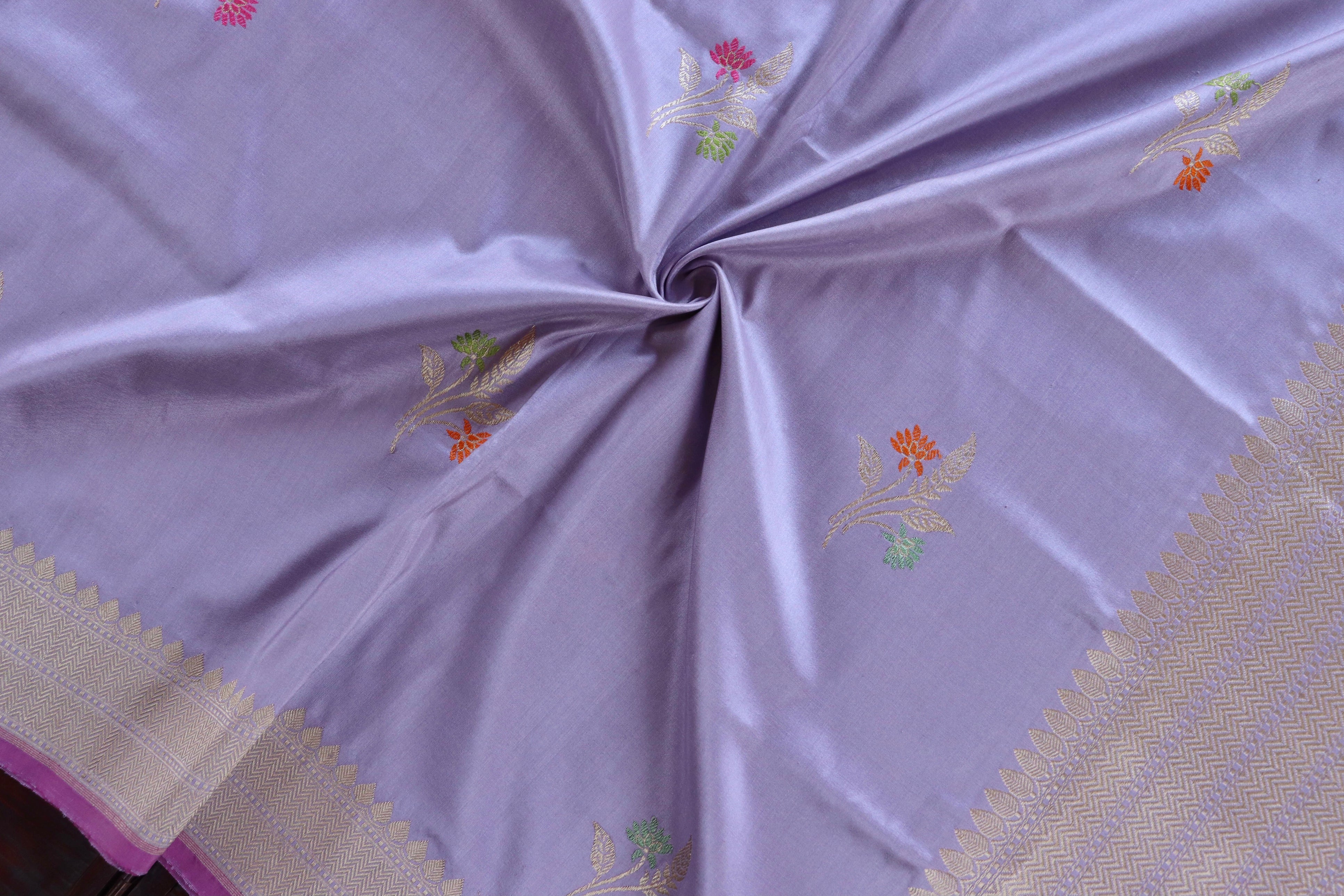 Lilac Leaf Motif Pure Silk Handloom Banarasi Dupatta