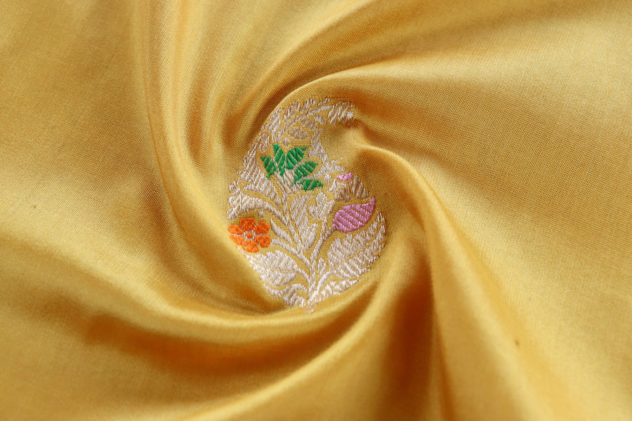 Yellow Kairy Pure Silk Handloom Banarasi Saree