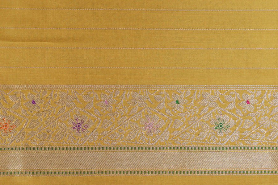 Yellow Kairy Pure Silk Handloom Banarasi Saree