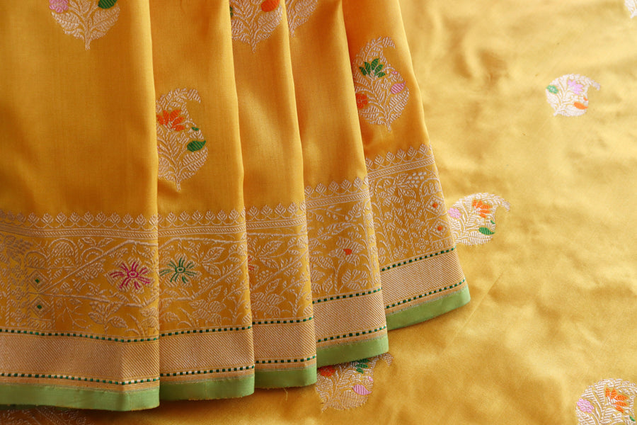 Yellow Kairy Pure Silk Handloom Banarasi Saree