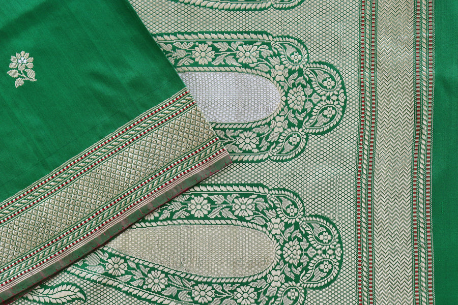 Green Kadhua Motif Pure Silk Banarasi Saree | Stuti Weaves