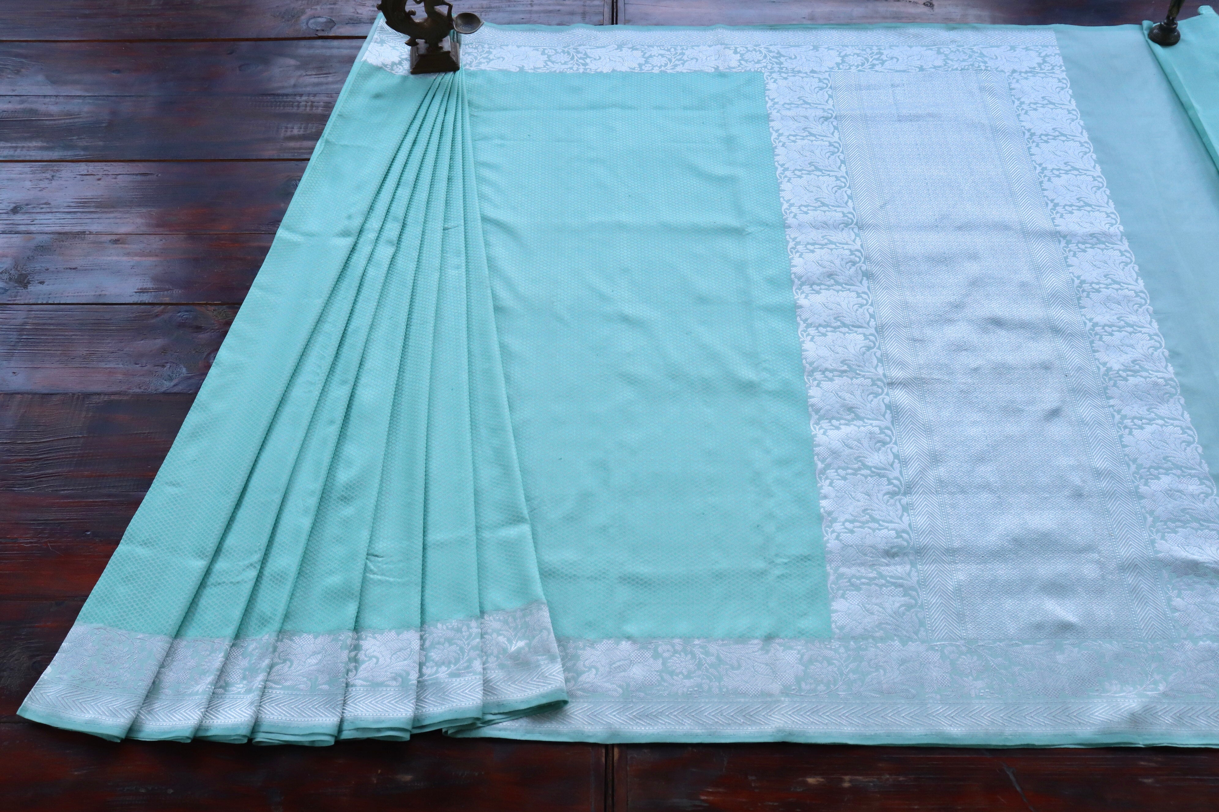 Baby Blue Resham Tanchoi Banarasi Handwoven Silk Saree