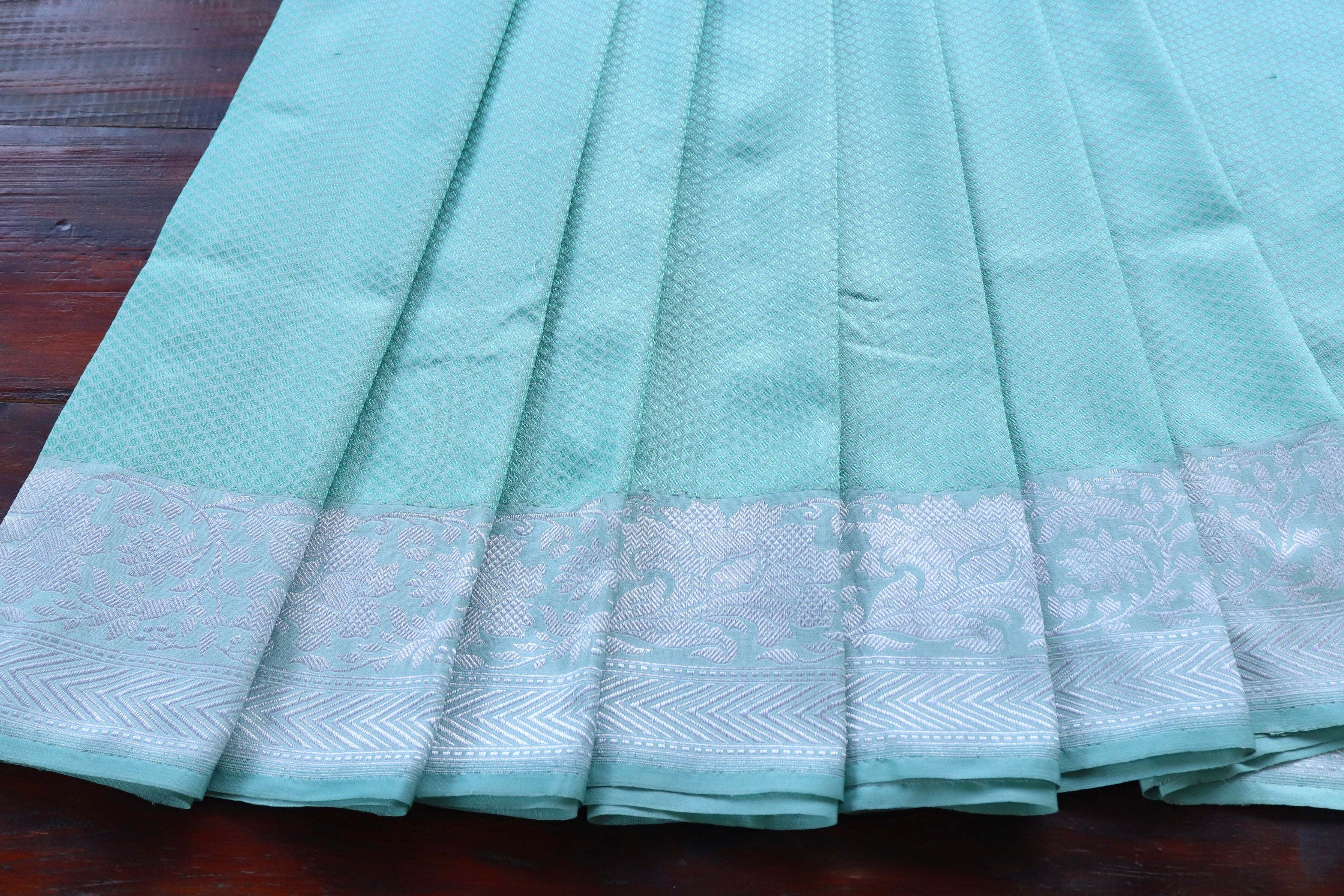 Baby Blue Resham Tanchoi Banarasi Handwoven Silk Saree