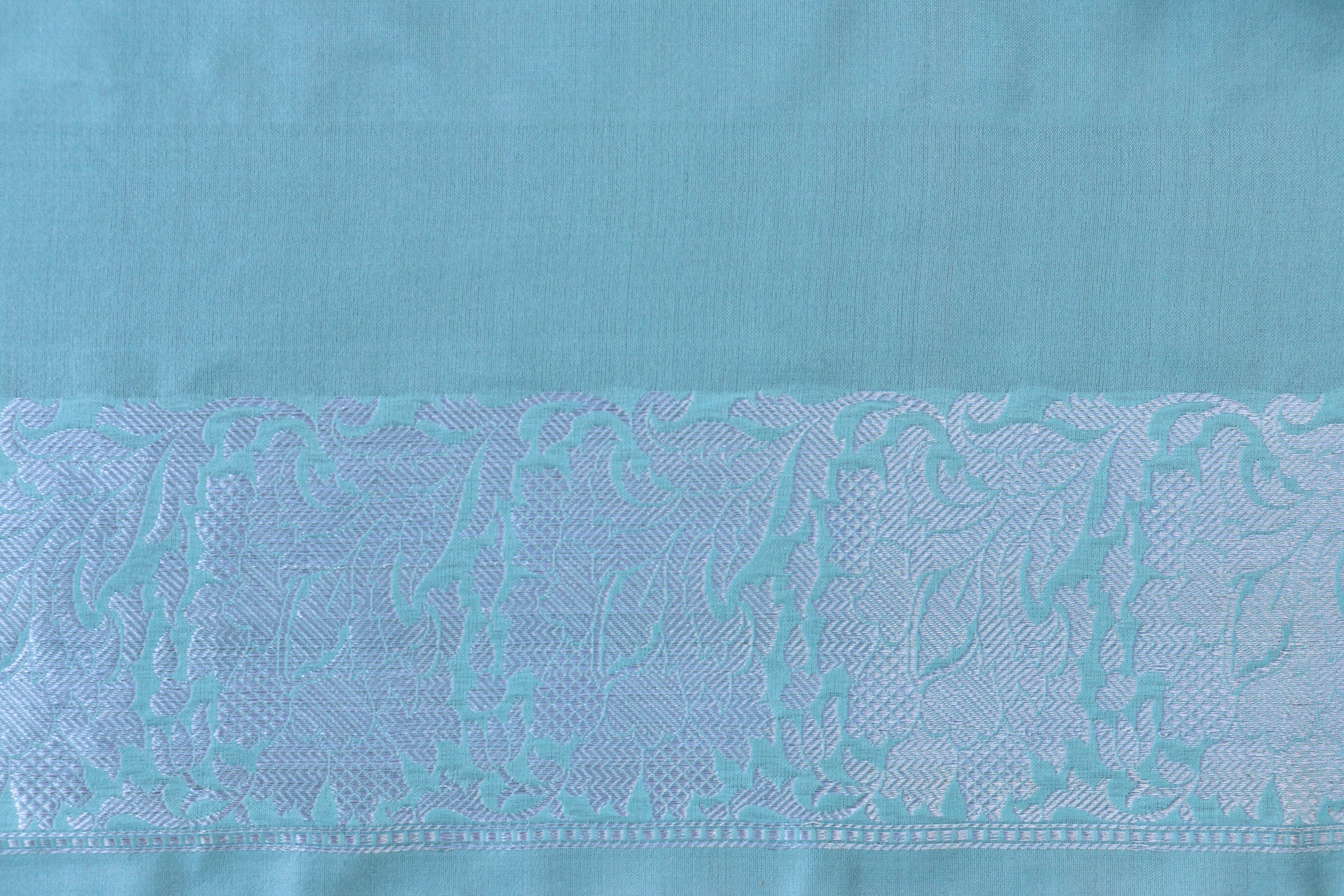 Baby Blue Resham Tanchoi Banarasi Handwoven Silk Saree