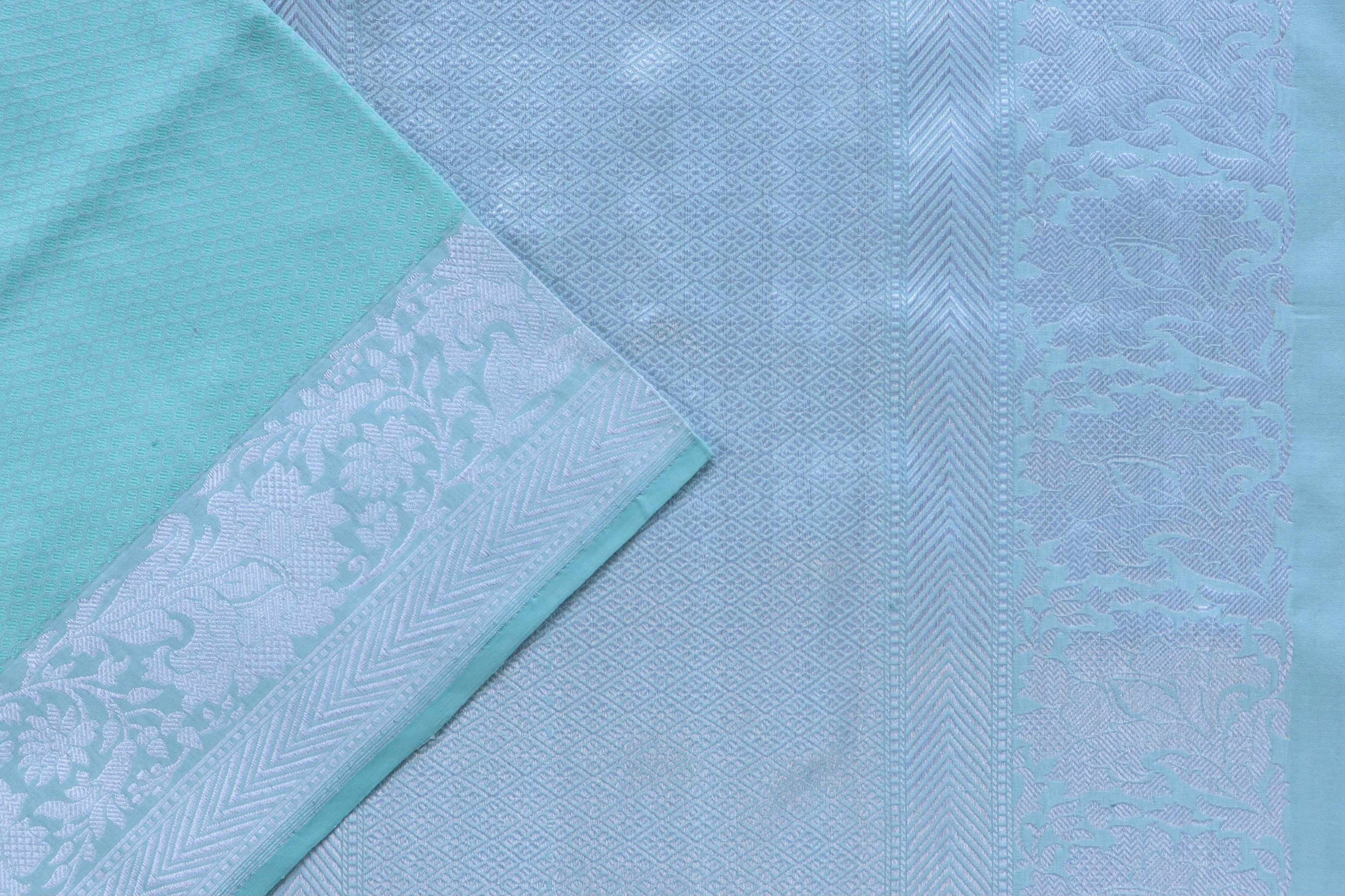 Baby Blue Resham Tanchoi Banarasi Handwoven Silk Saree