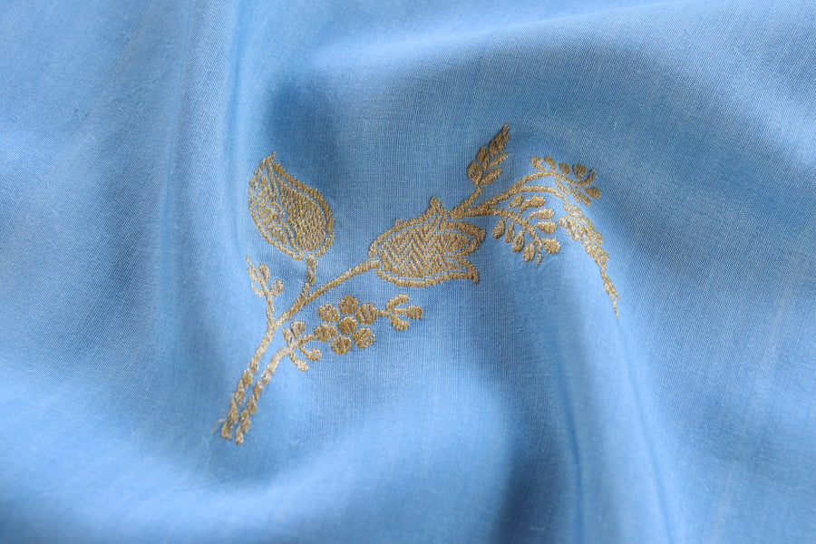 Sky Blue Kadhua Motif Munga Silk Handloom Saree