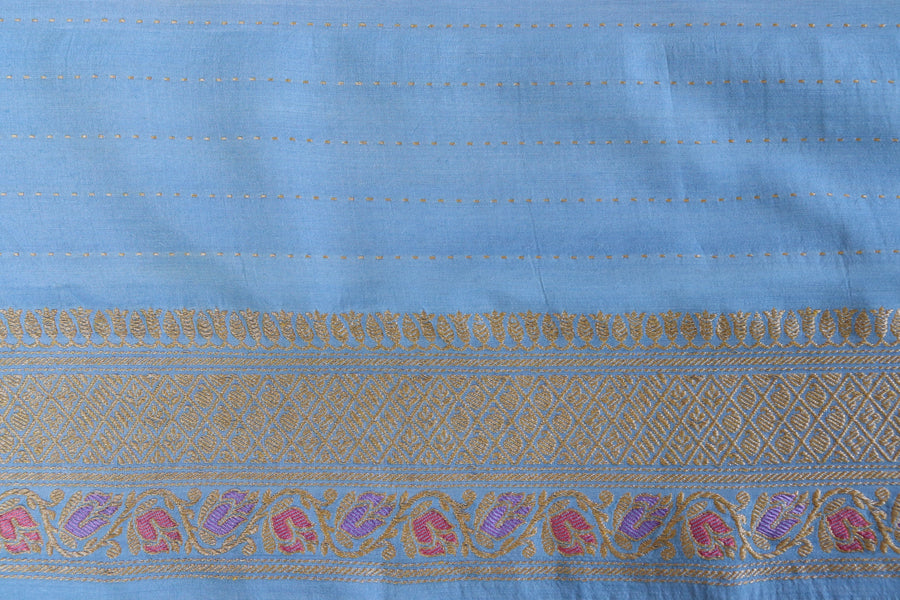 Sky Blue Kadhua Motif Munga Silk Handloom Saree