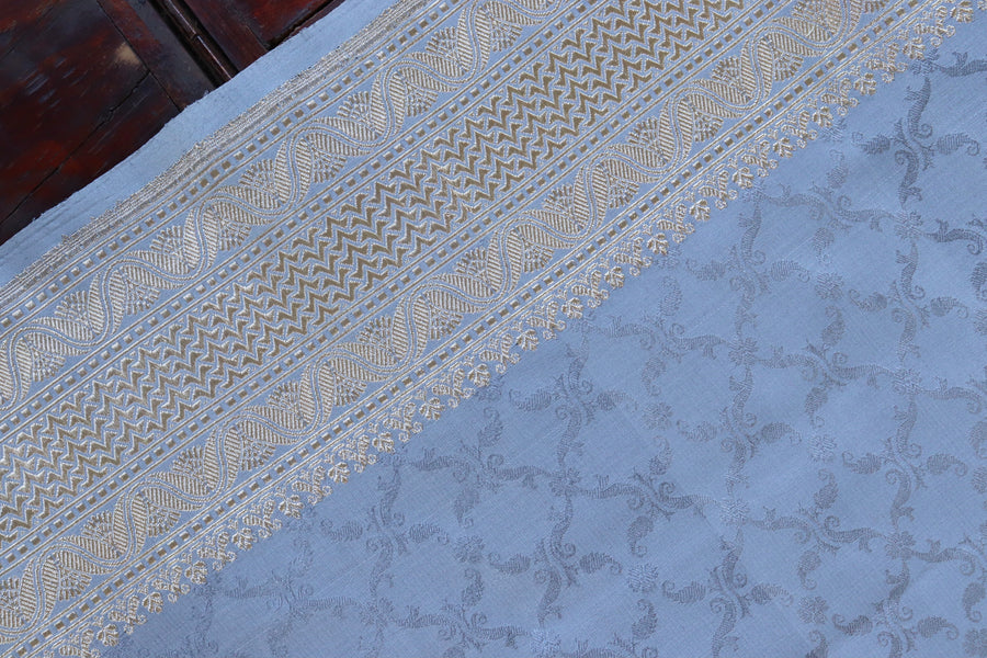 Blouse piece for Grey Resham Tanchoi Banarasi saree