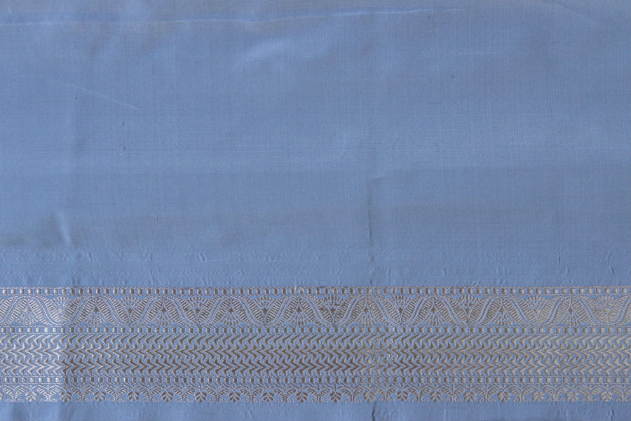 Resham Tanchoi motif on Grey handwoven Banarasi saree