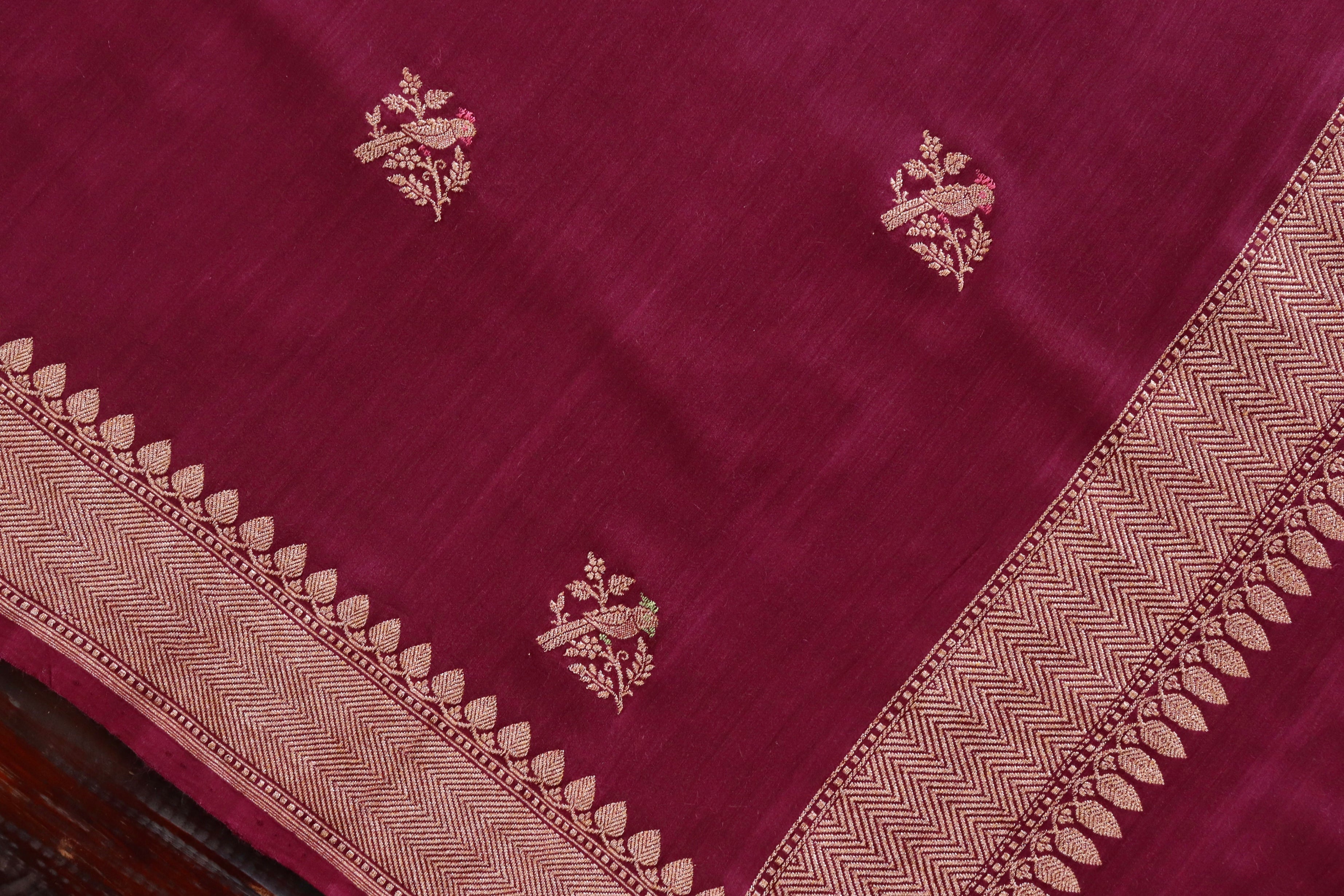Maroon Kadhua Meenadar Munga Silk Handloom Dupatta