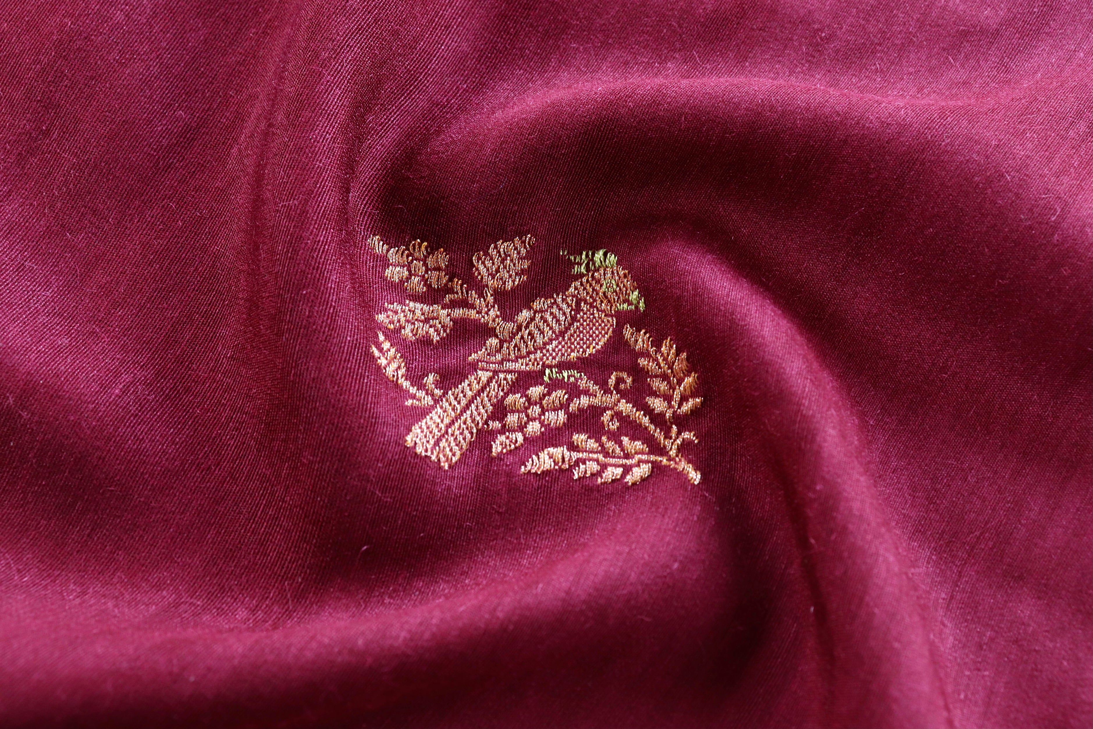 Maroon Kadhua Meenadar Munga Silk Handloom Dupatta
