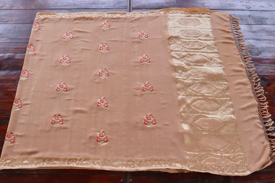 Sandalwood Kadhua Meenadar Georgette Silk Handloom Dupatta