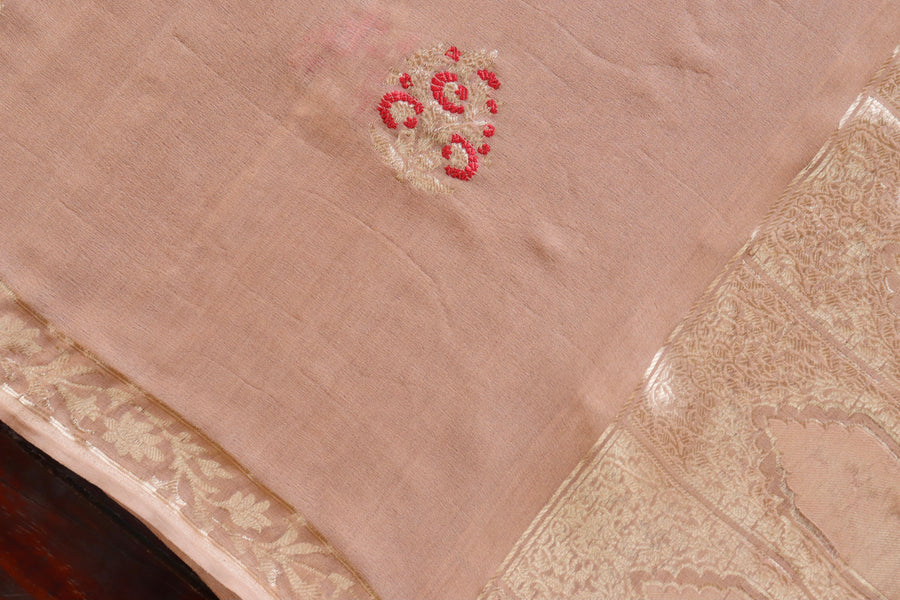 Sandalwood Kadhua Meenadar Georgette Silk Handloom Dupatta