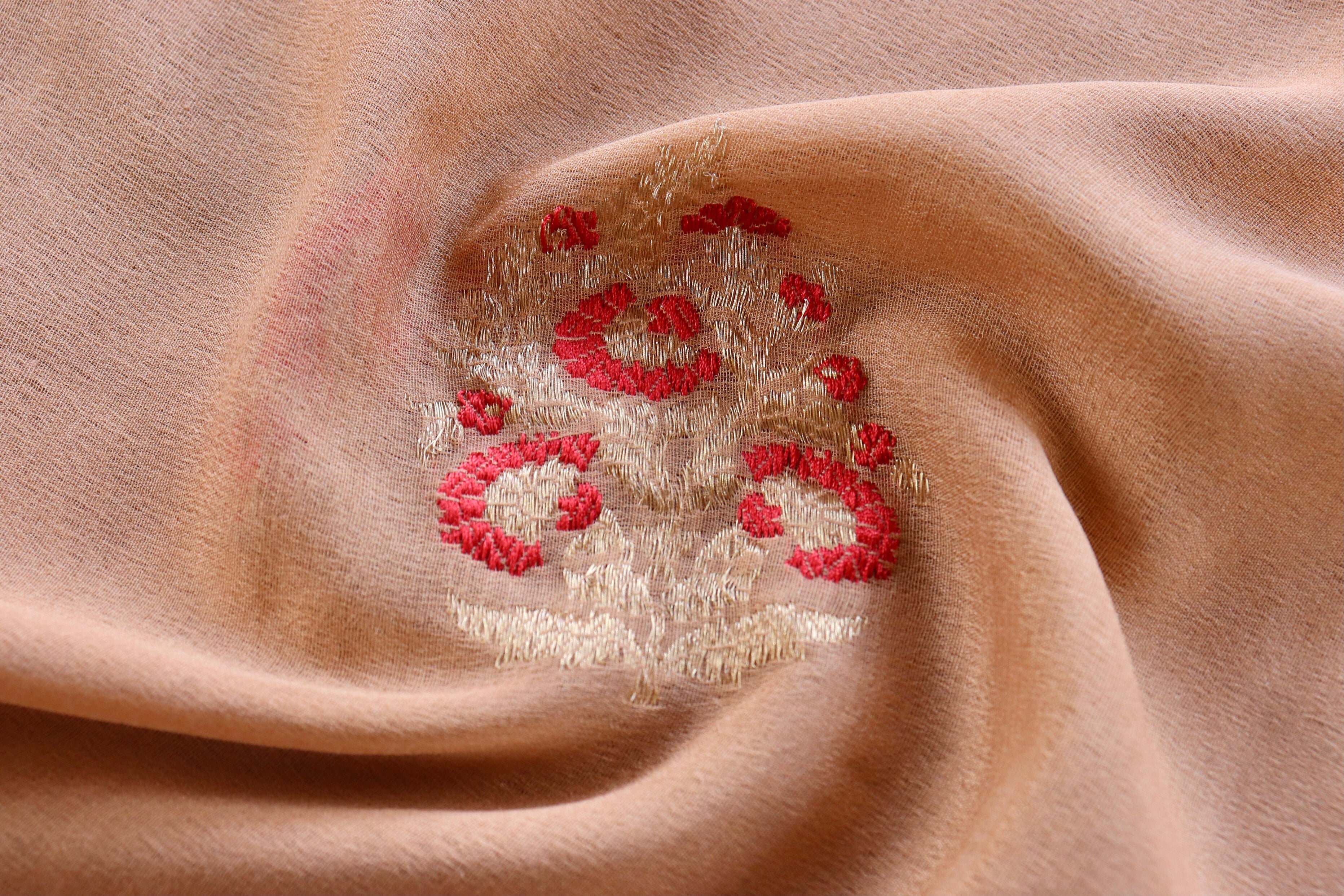 Sandalwood Kadhua Meenadar Georgette Silk Handloom Dupatta