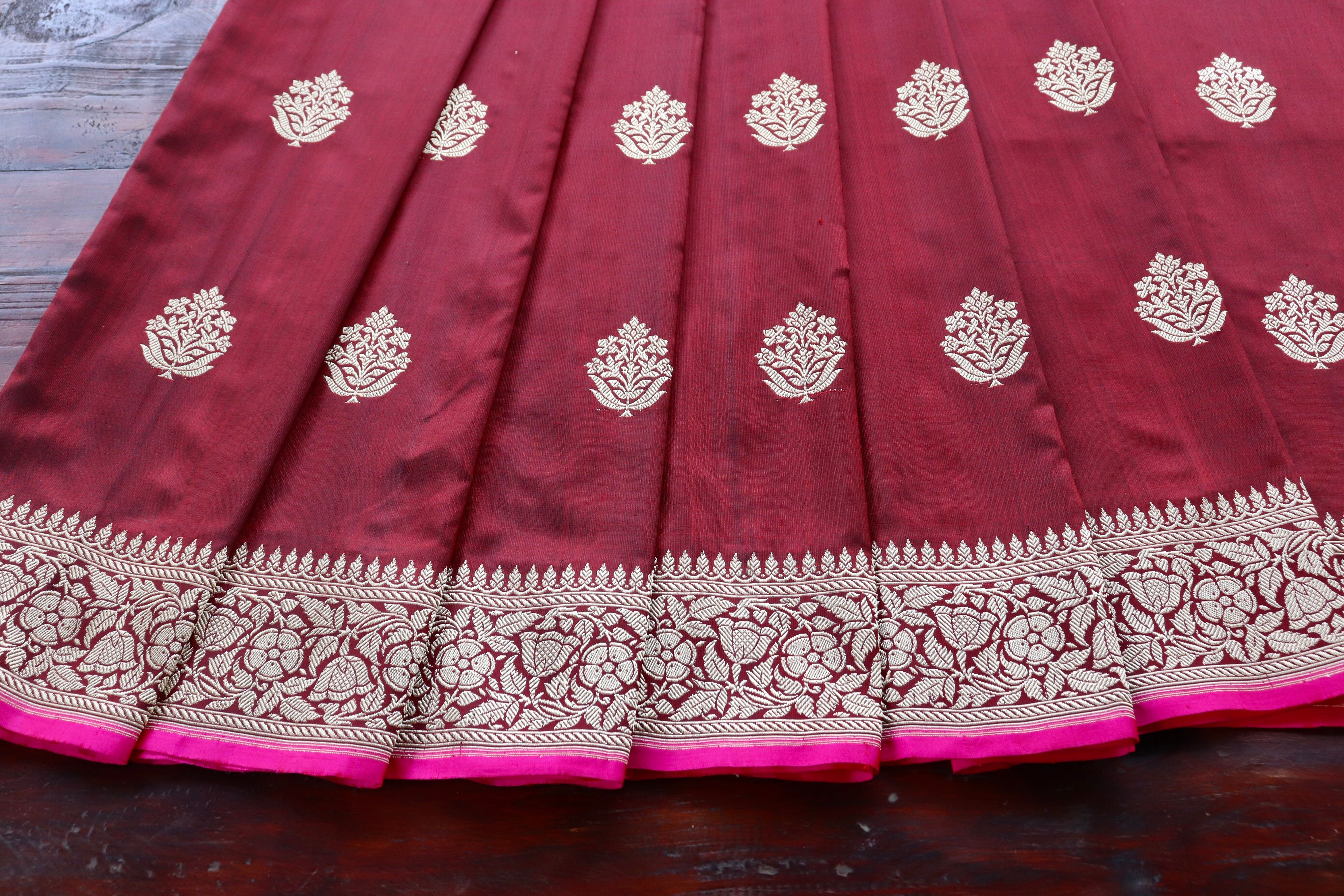 Maroon Parizaat Motif Pure Silk Handloom Banarasi Saree