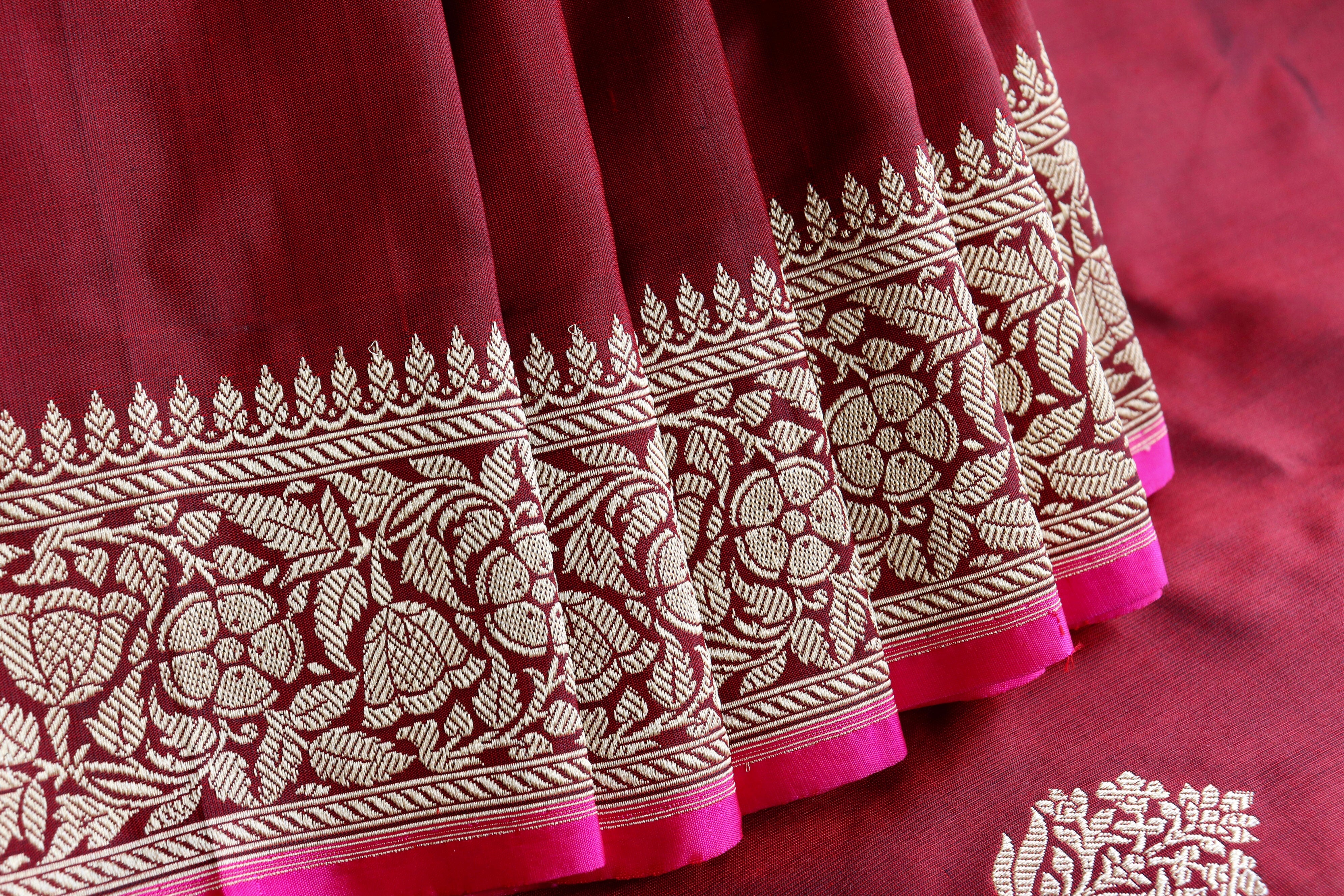 Maroon Parizaat Motif Pure Silk Handloom Banarasi Saree