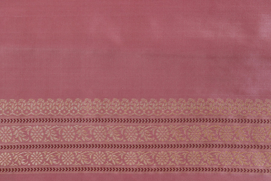 Salmon Pink Peacock Motif Pure Silk Handloom Banarasi Saree