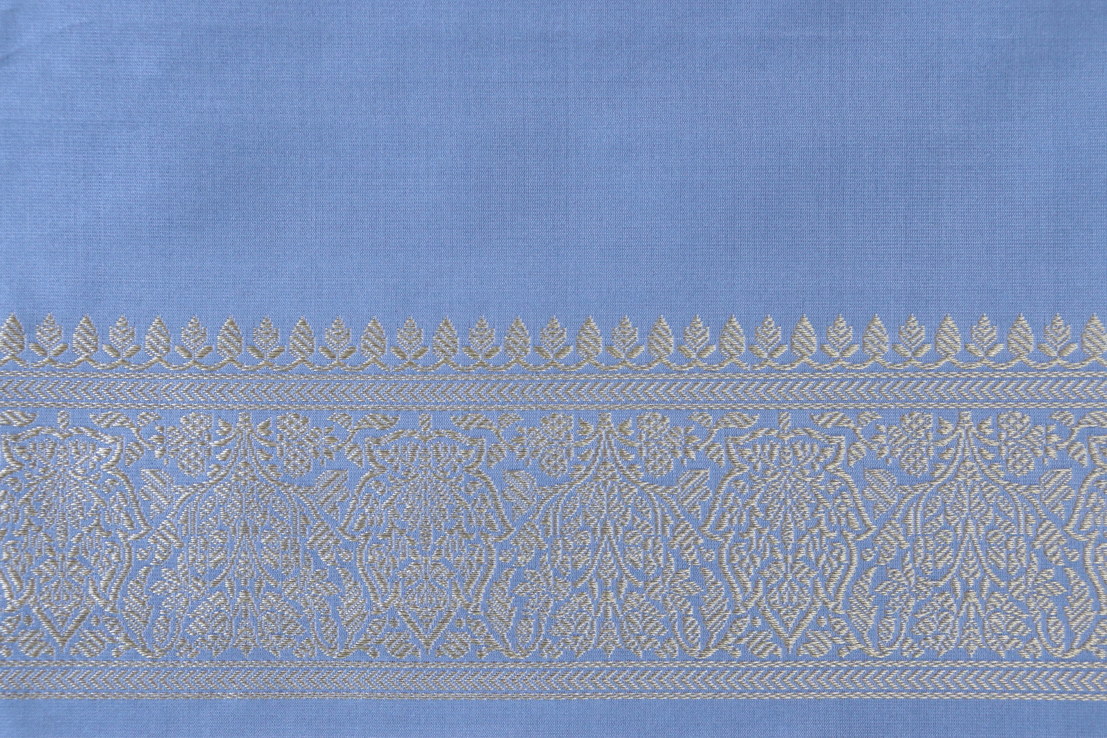 Misty Blue Kairy Motif Pure Silk Handloom Banarasi Saree