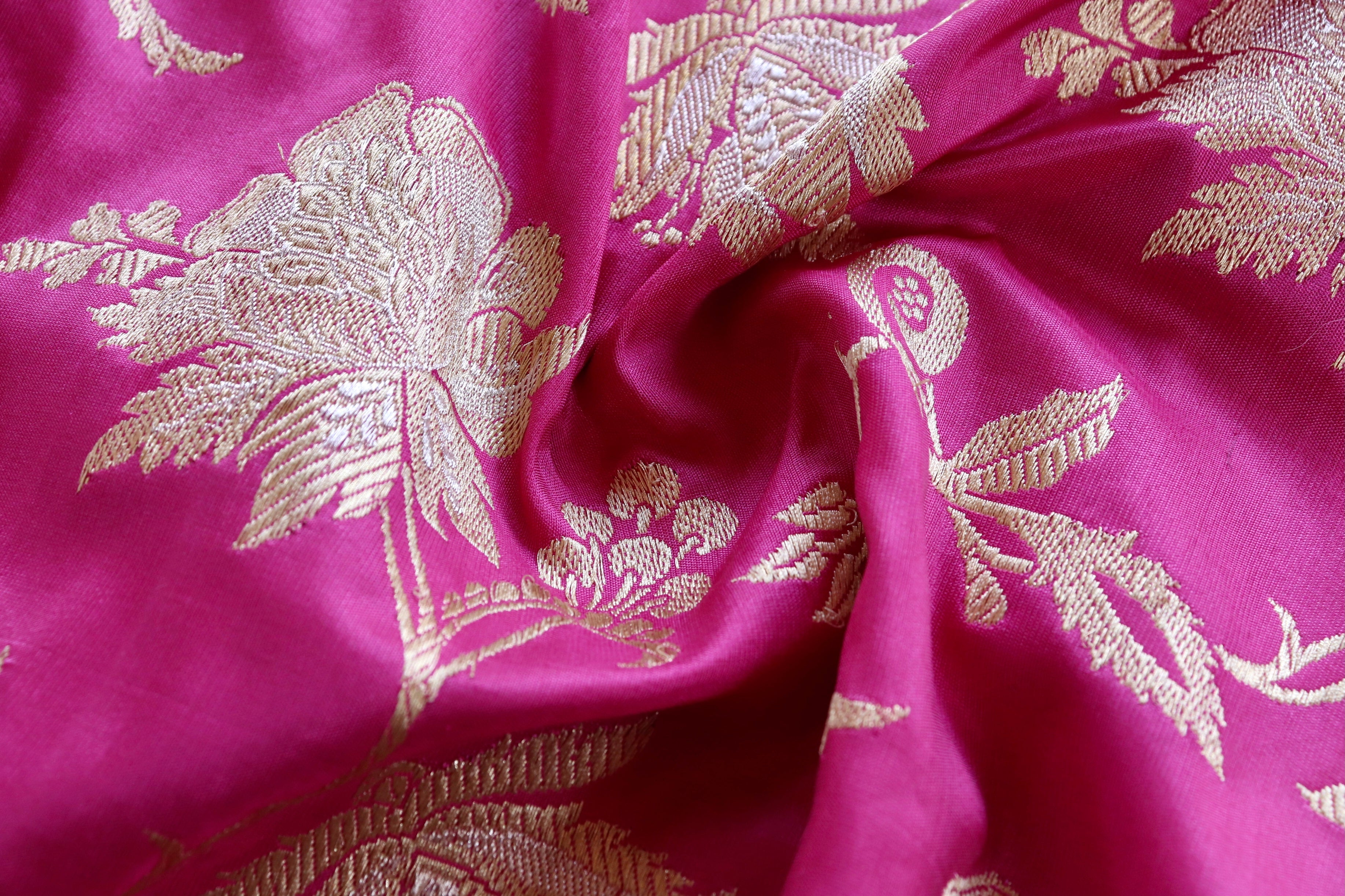 Pink Chinar Jangla Pure Silk Handloom Banarasi Saree