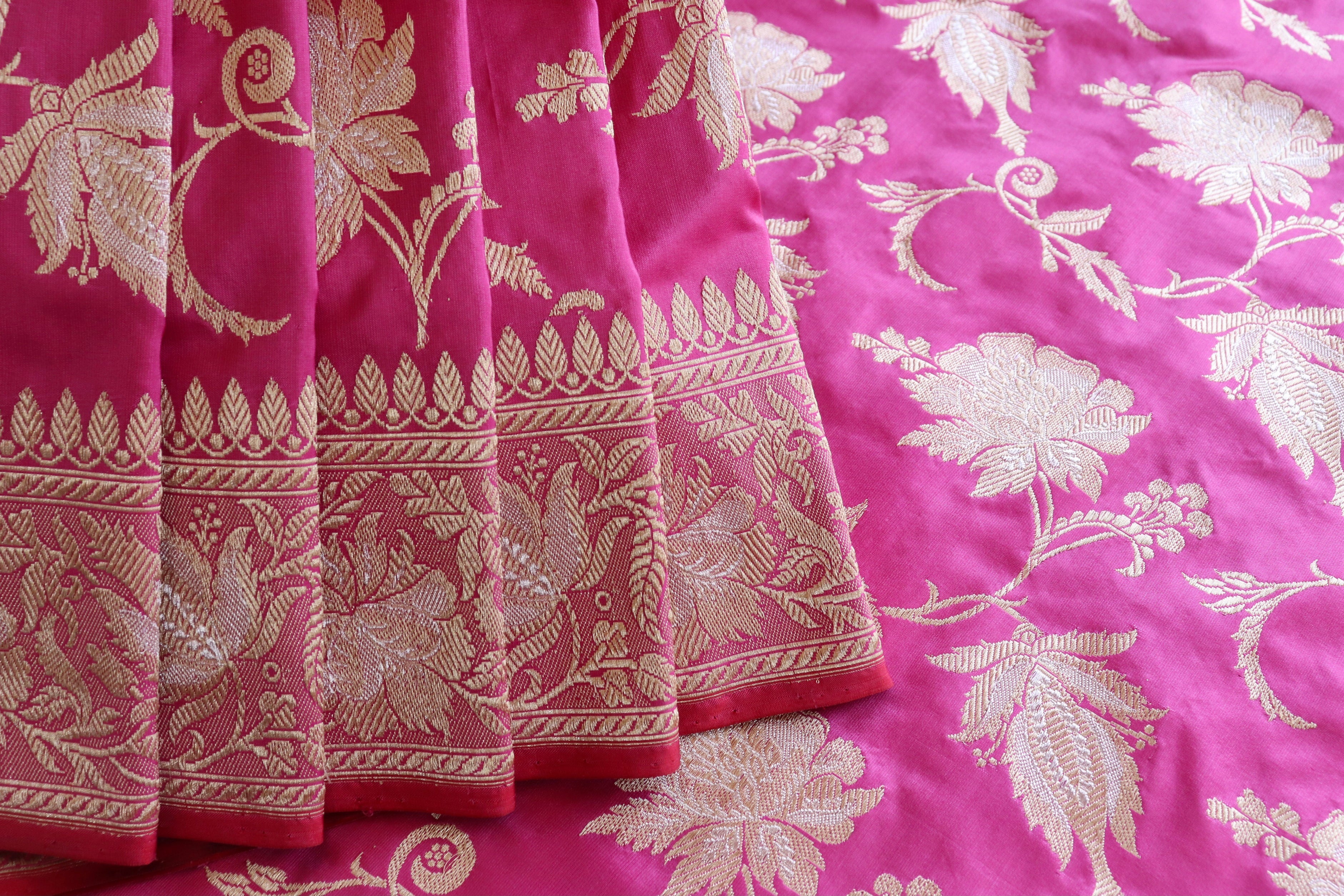Pink Chinar Jangla Pure Silk Handloom Banarasi Saree