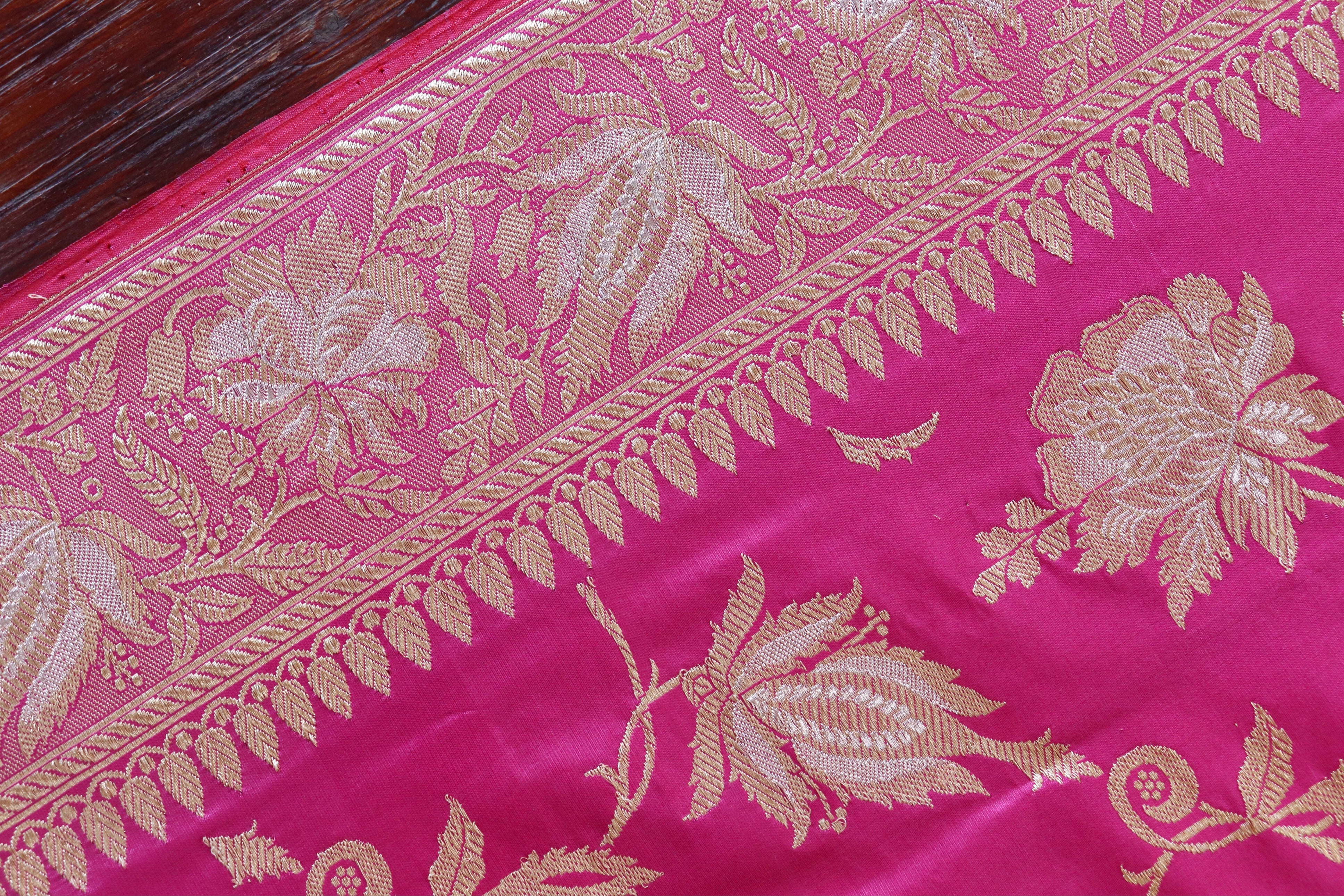 Pink Chinar Jangla Pure Silk Handloom Banarasi Saree