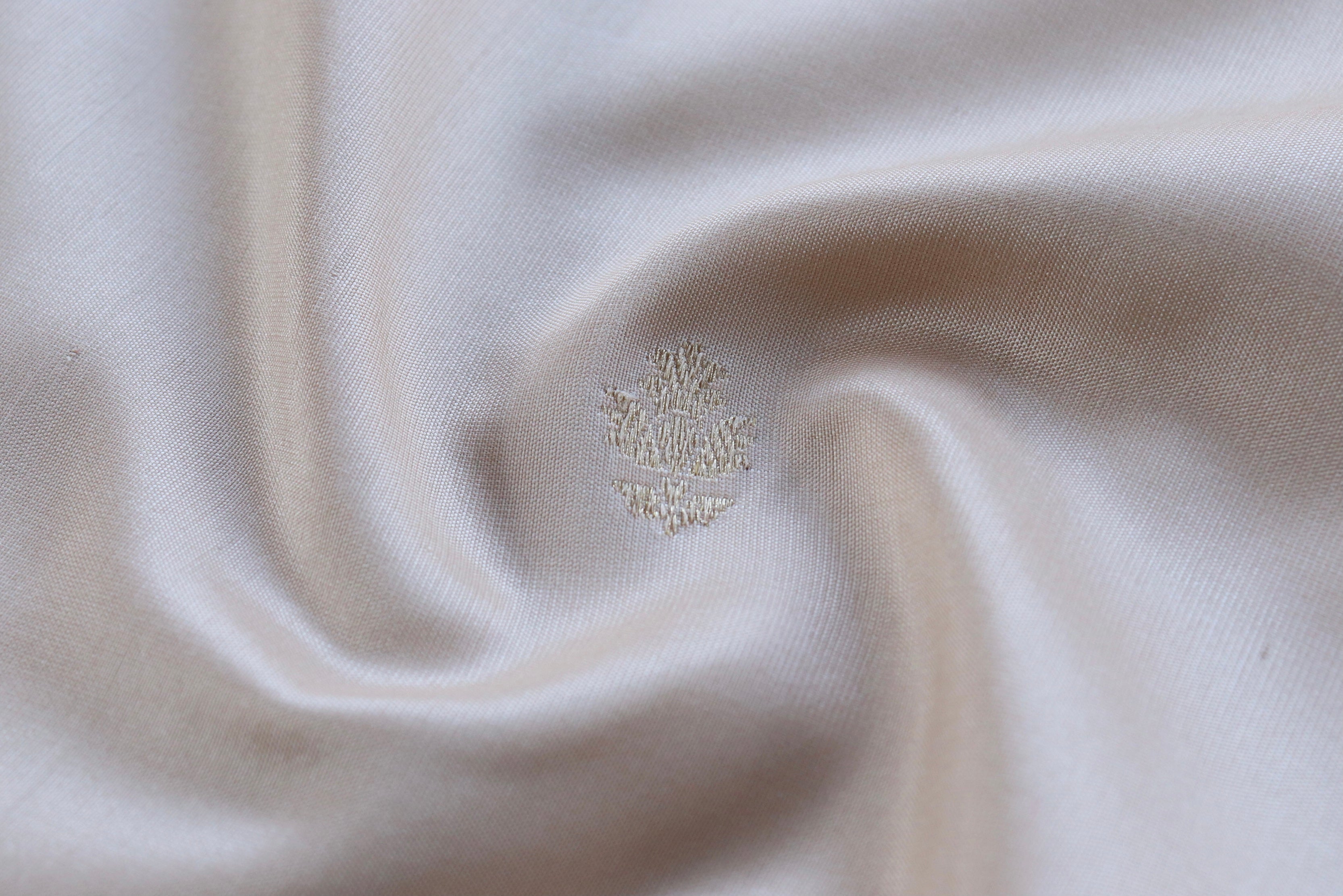 Ivory Meenadar Motif Pure Silk Handloom Banarasi Saree