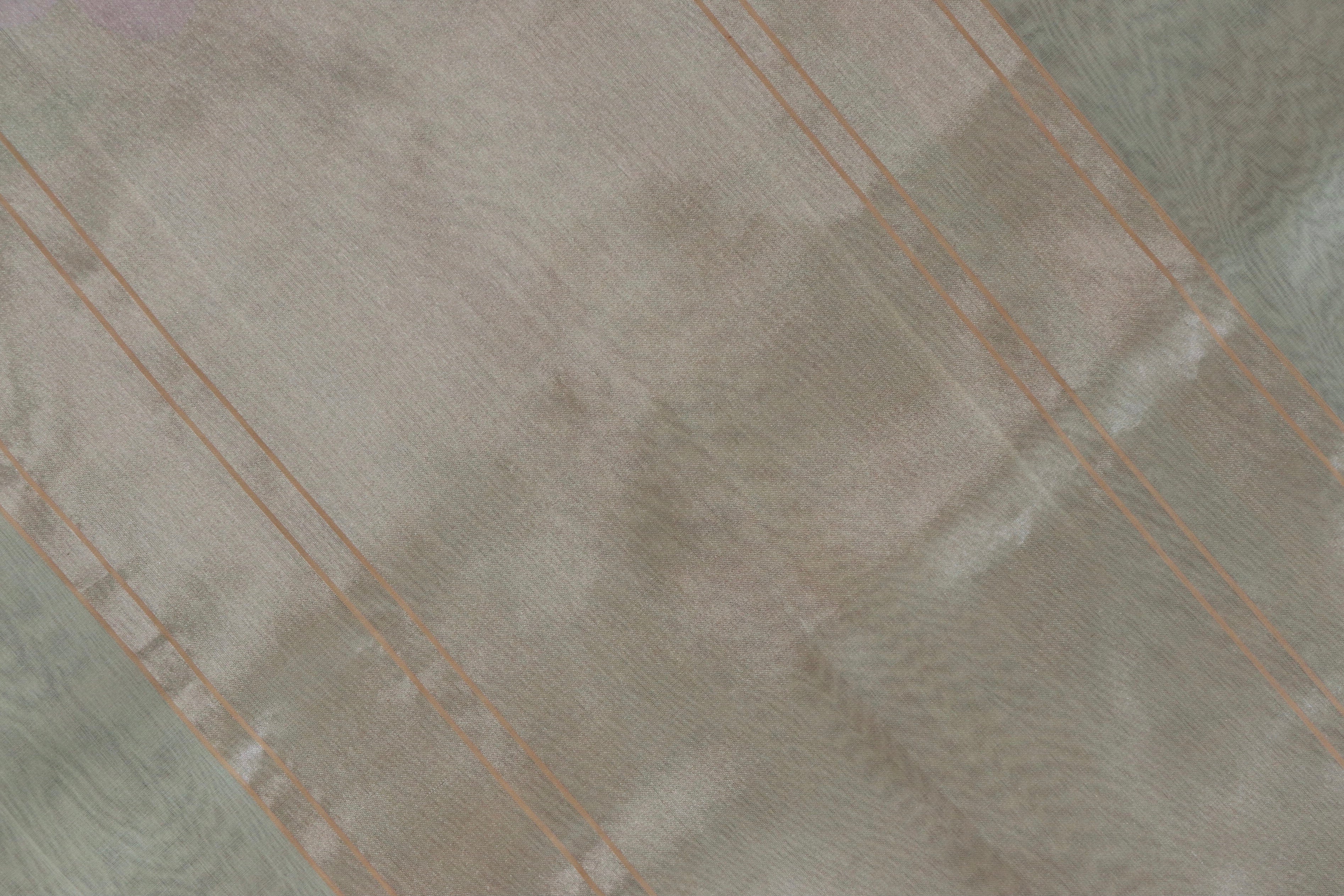 Beige Pure Kora Silk Handloom Banarasi Saree