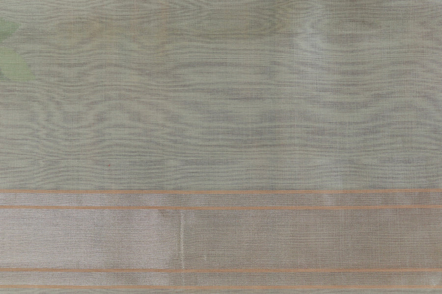 Beige Pure Kora Silk Handloom Banarasi Saree