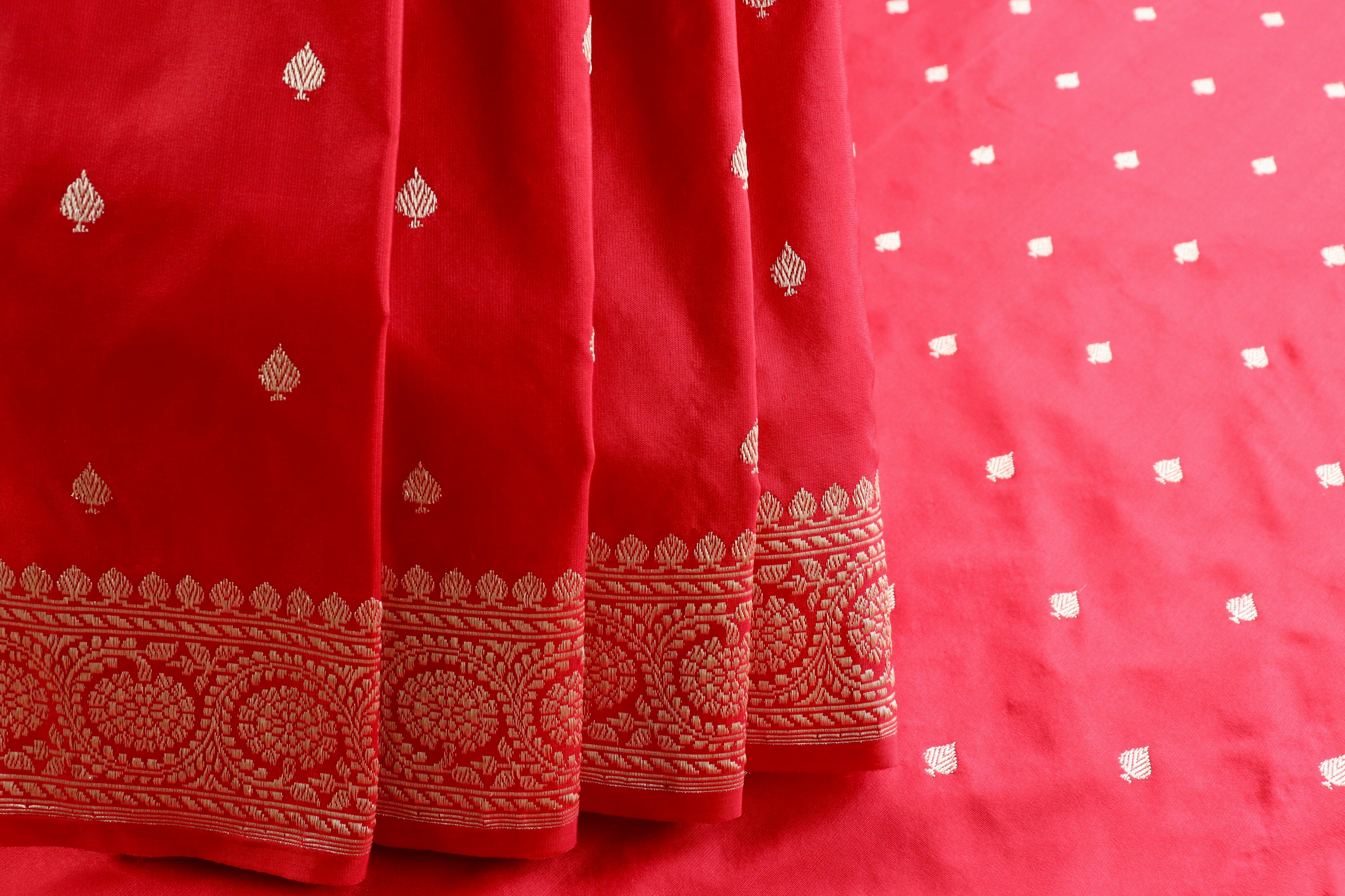 Red Kadhua Motif Pure Silk Handloom Banarasi Saree