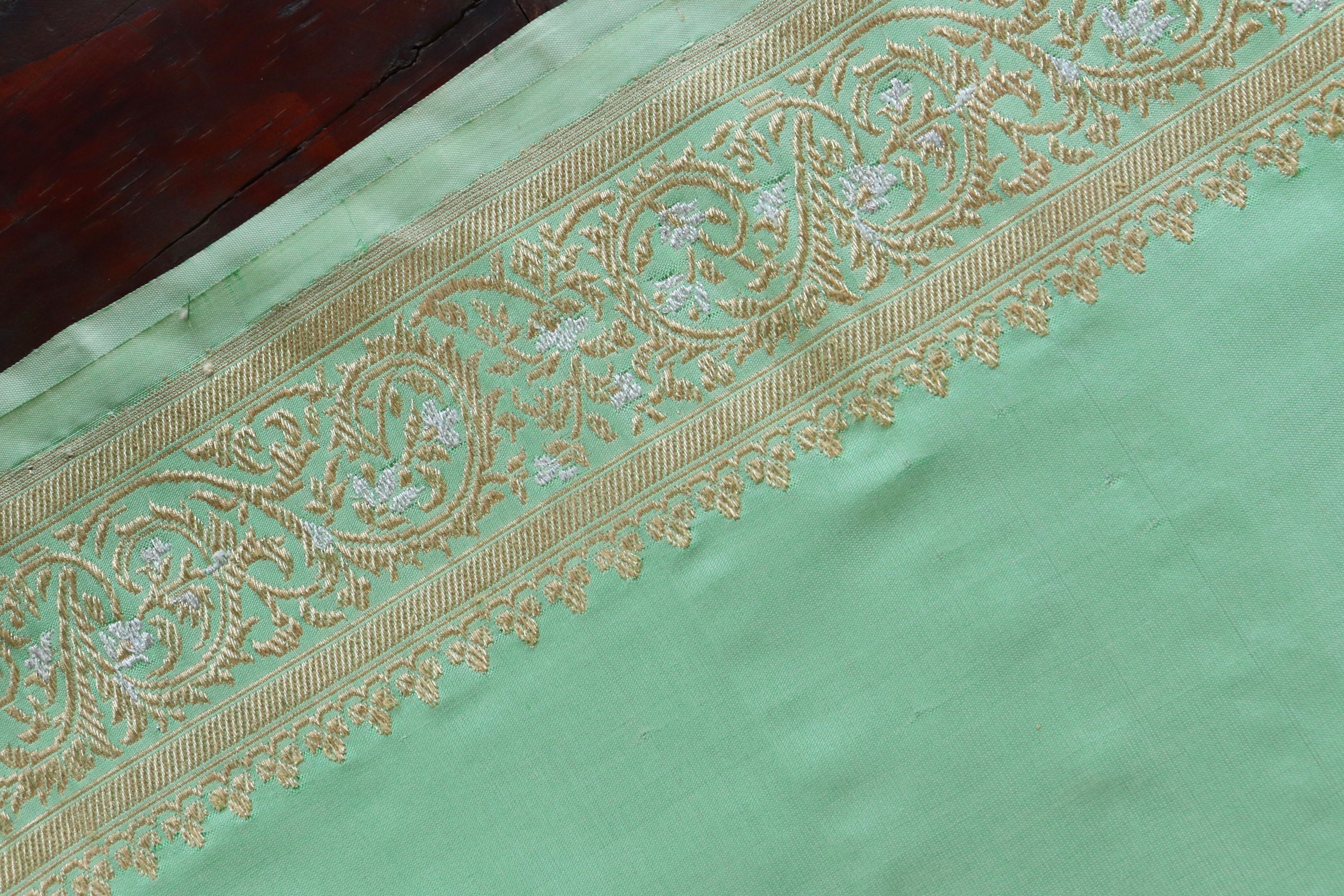 Mint Sona Rupa Pure Silk Handloom Banarasi Saree