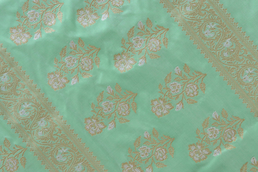 Pleat detail of Mint Sona Rupa Banarasi saree
