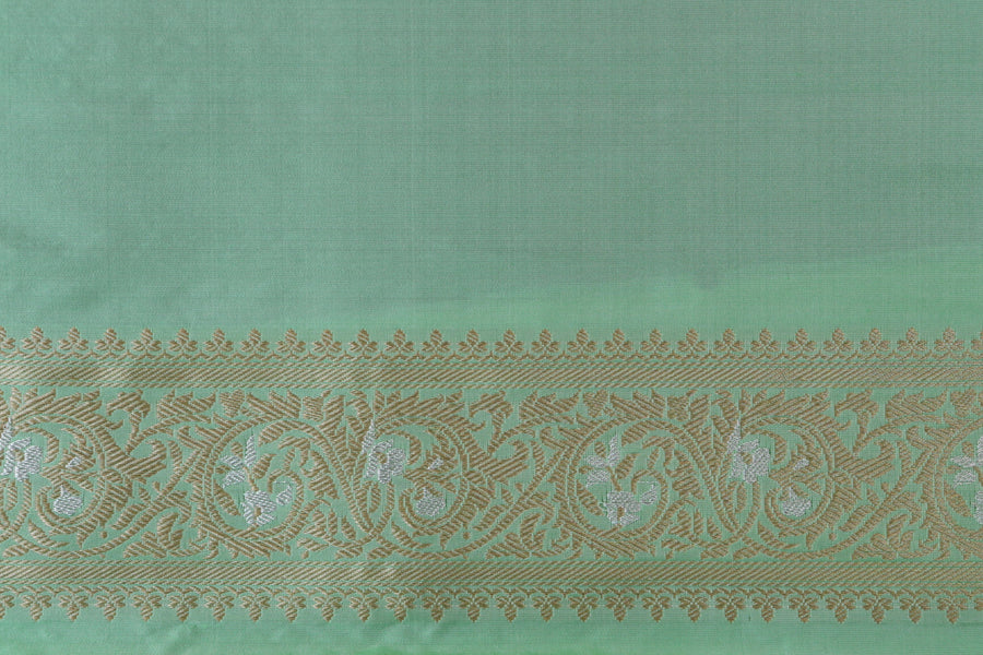Mint Sona Rupa Pure Silk Handloom Banarasi Saree