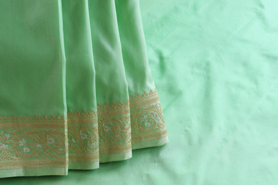 Pallu detail of Mint Sona Rupa Banarasi saree