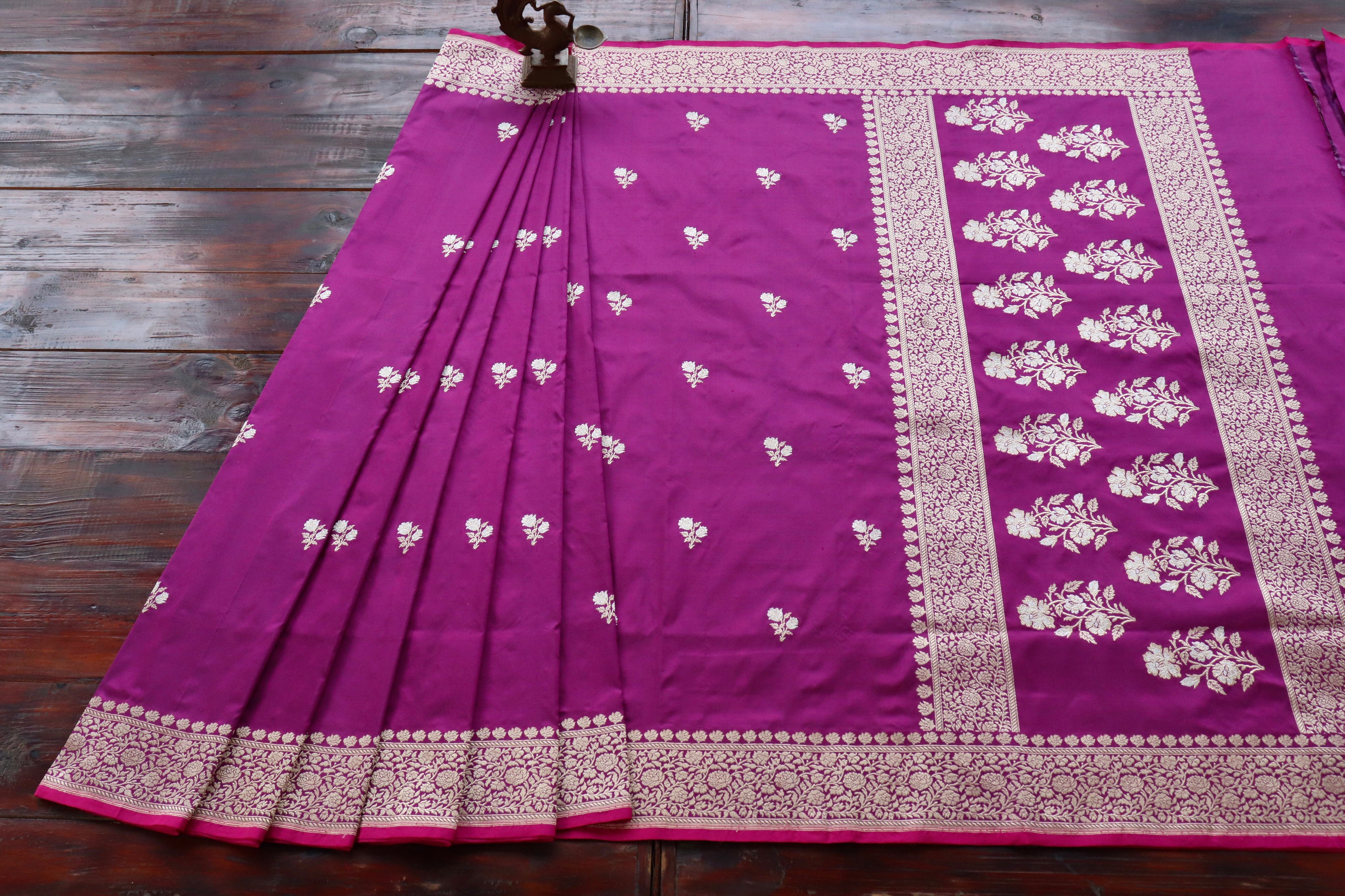 Purple Kadhua Motif Pure Silk Handloom Banarasi Saree