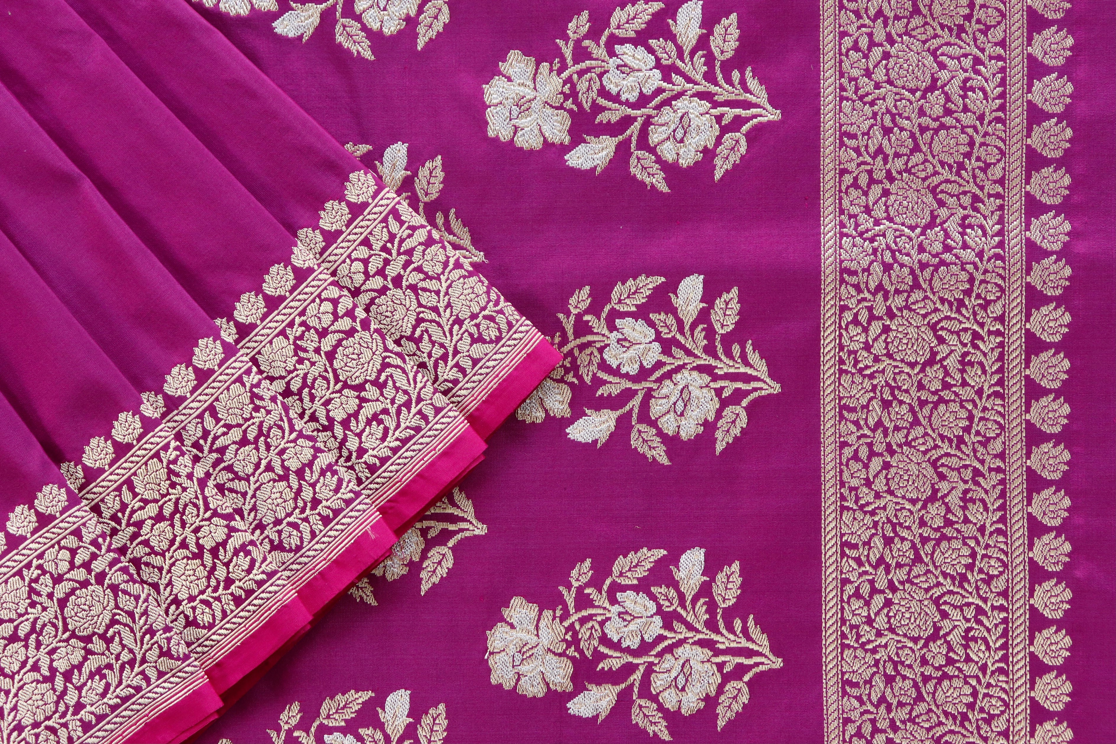 Purple Kadhua Motif Pure Silk Handloom Banarasi Saree