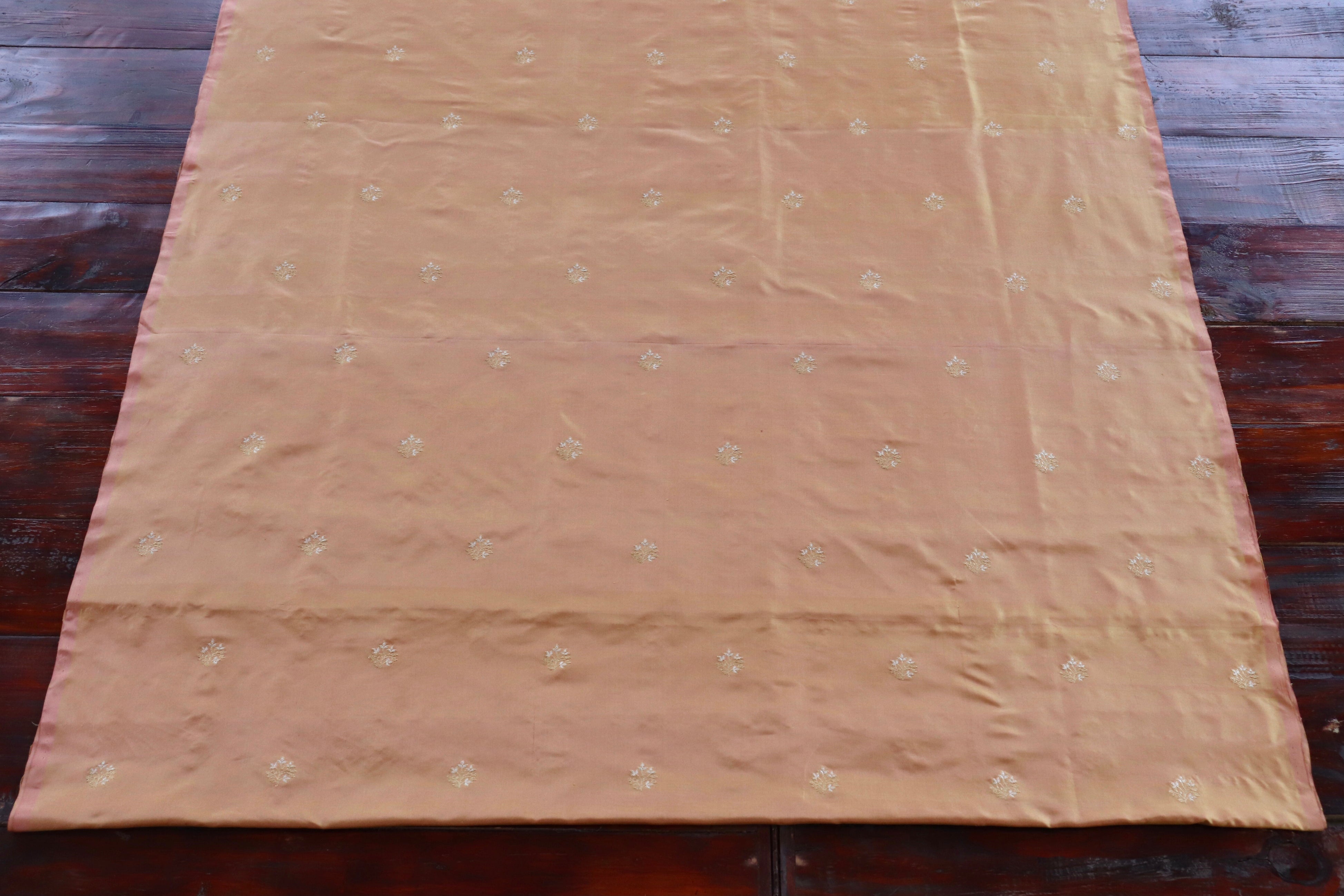 Peach Pure Katan Silk Handloom Banarasi Thaan
