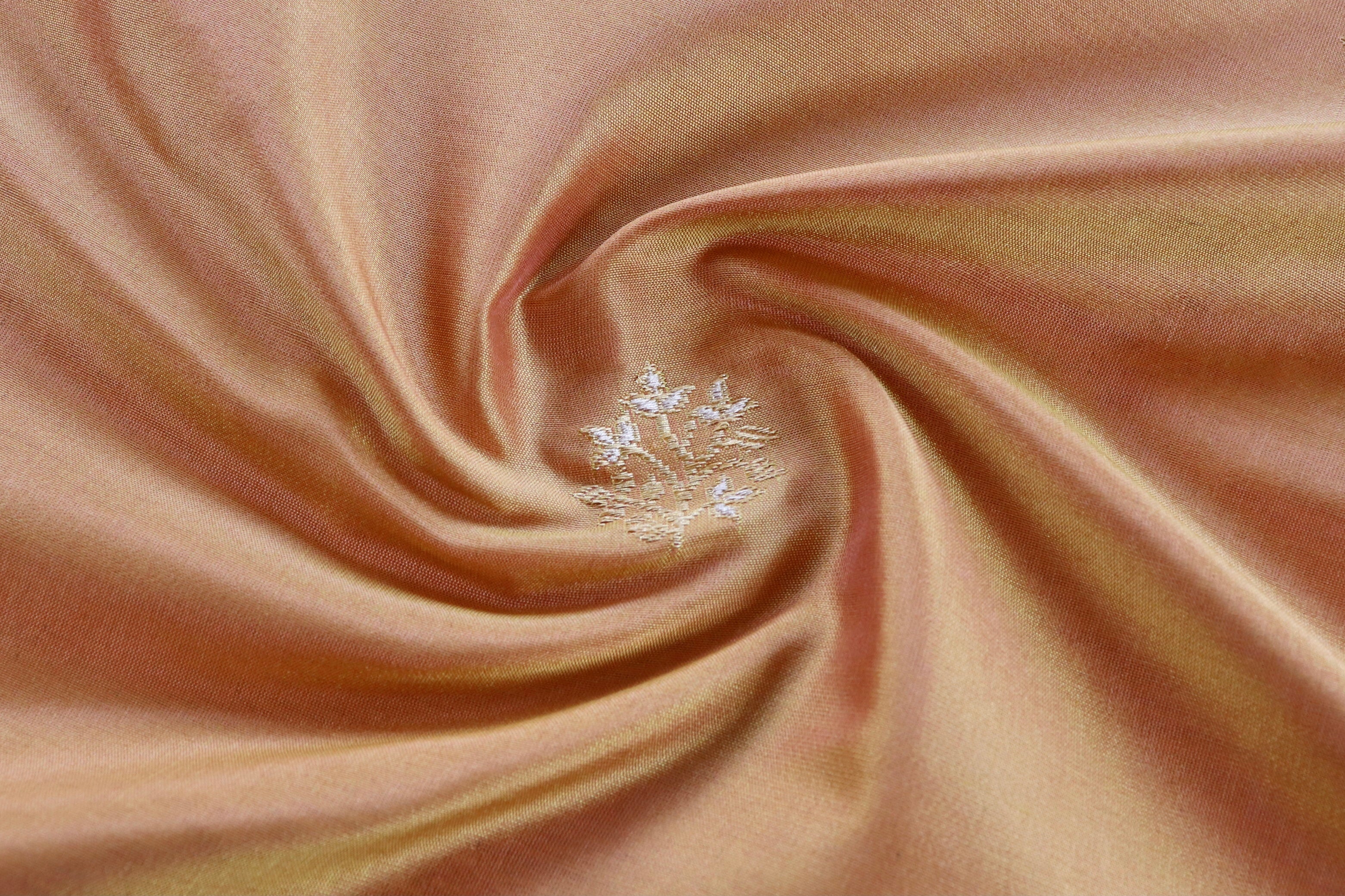 Peach Pure Katan Silk Handloom Banarasi Thaan
