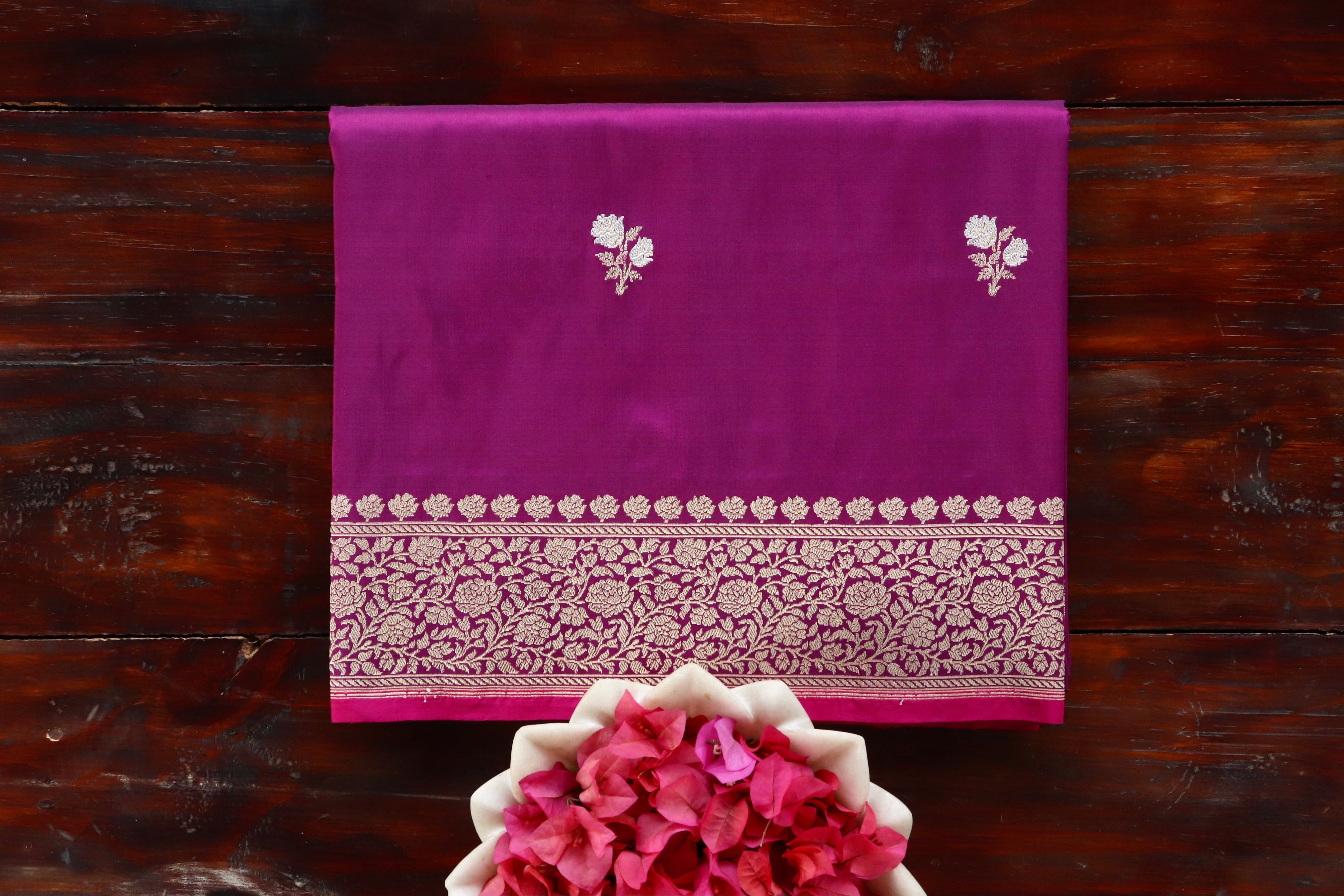 Purple Kadhua Motif Pure Silk Handloom Banarasi Saree