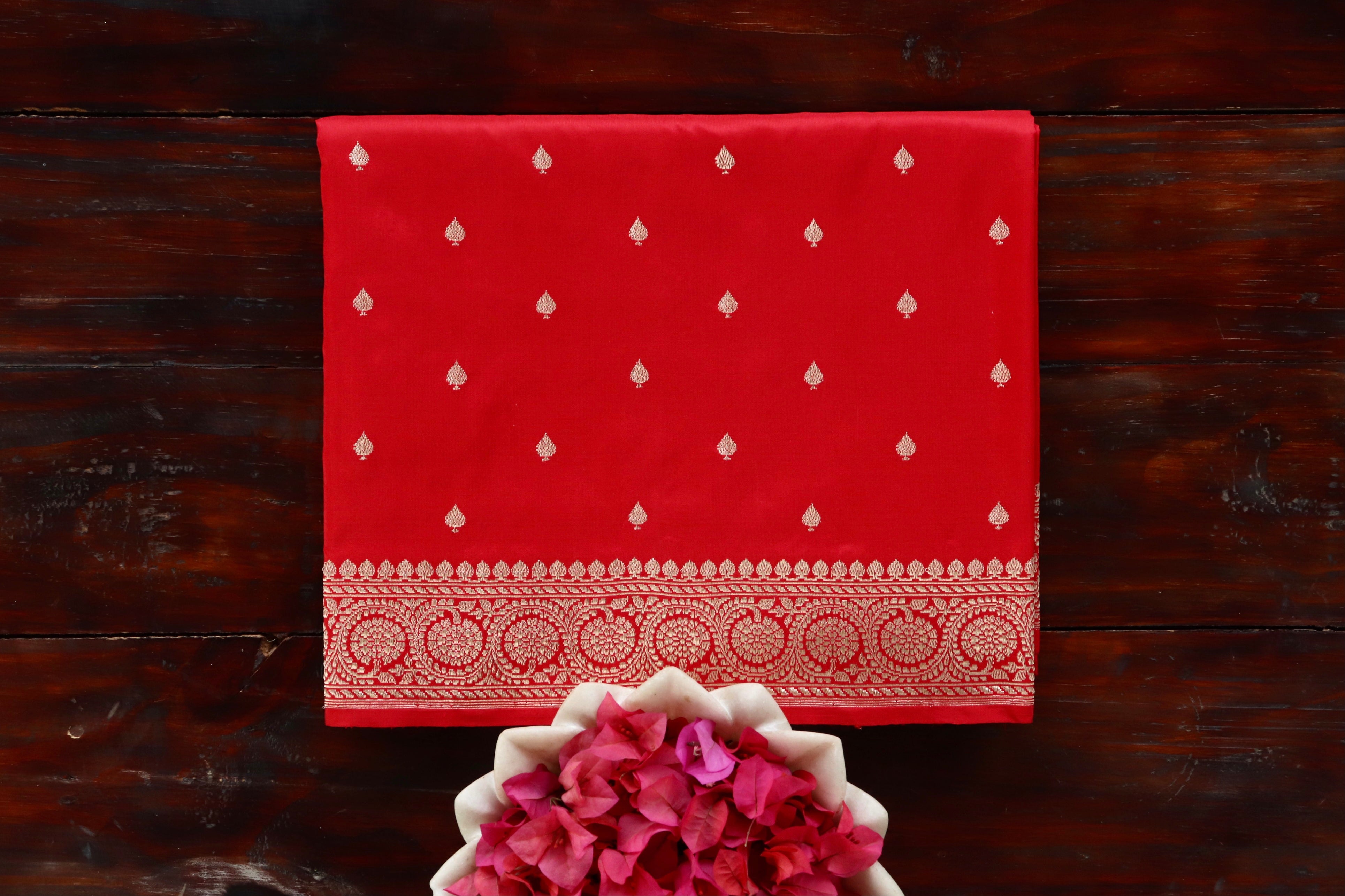 Red Kadhua Motif Pure Silk Handloom Banarasi Saree