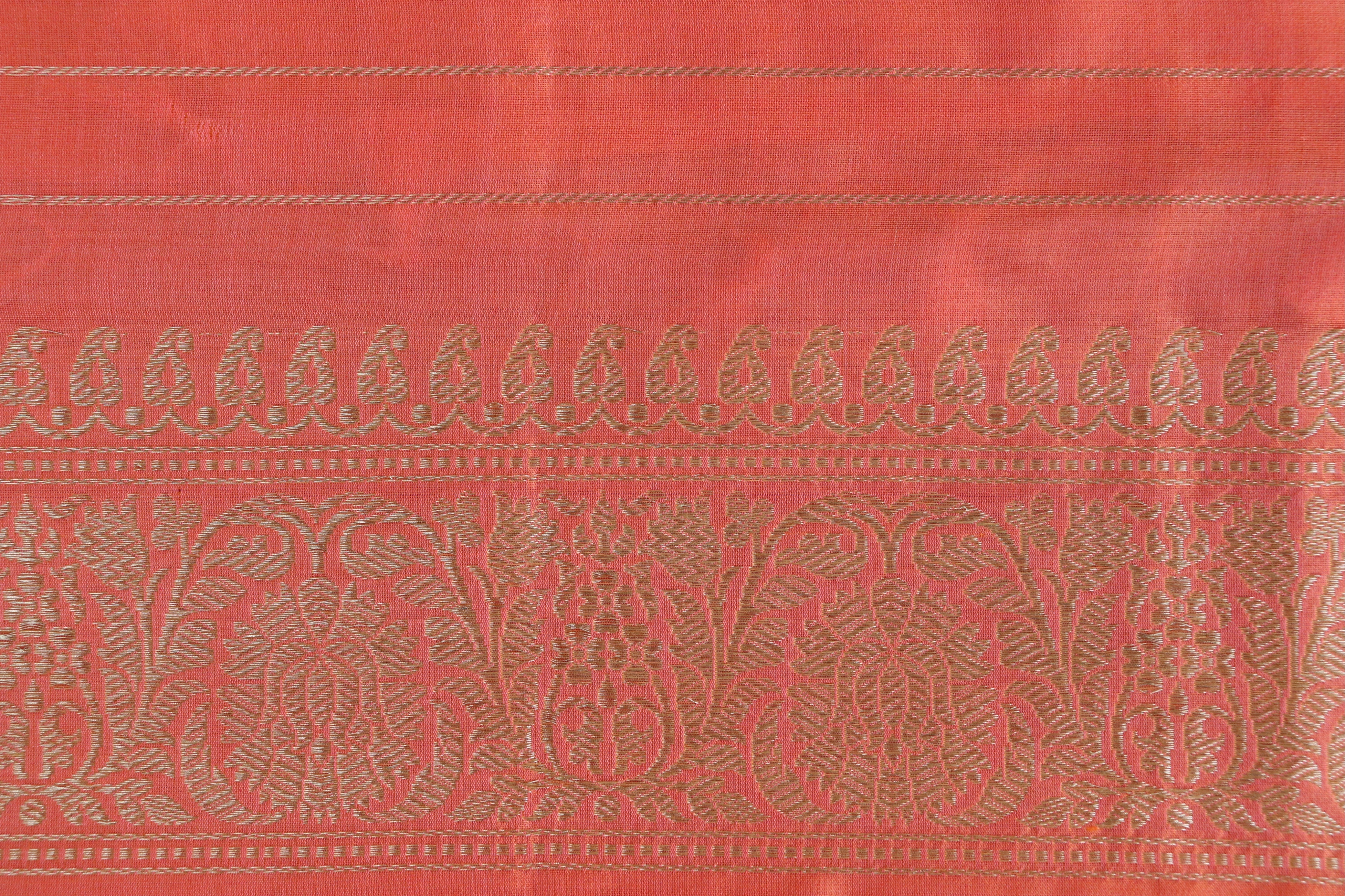 Tangerine Sona Rupa Pure Silk Handloom Banarasi Saree